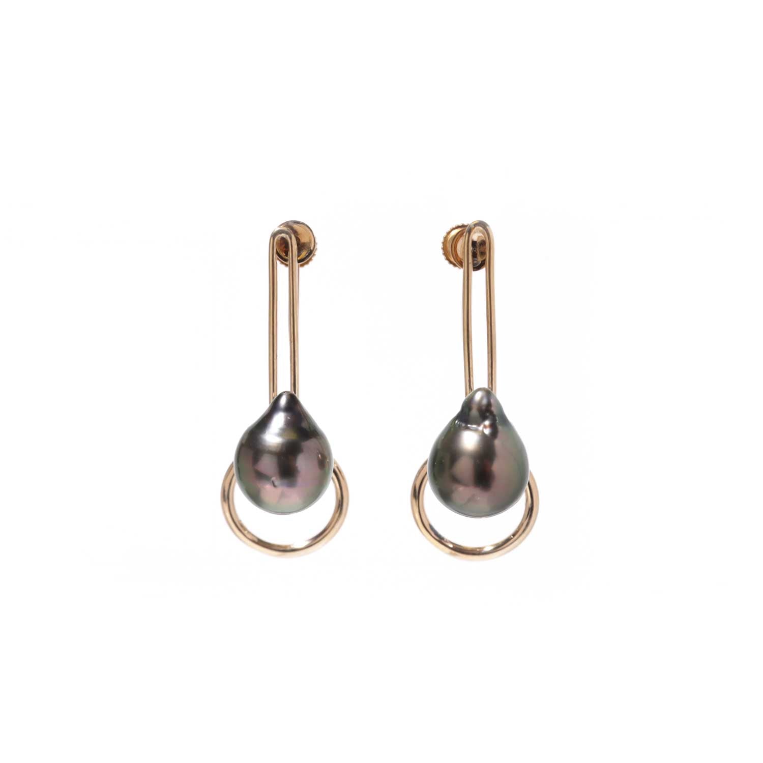 Rail / Non hole Earrings <br> Black