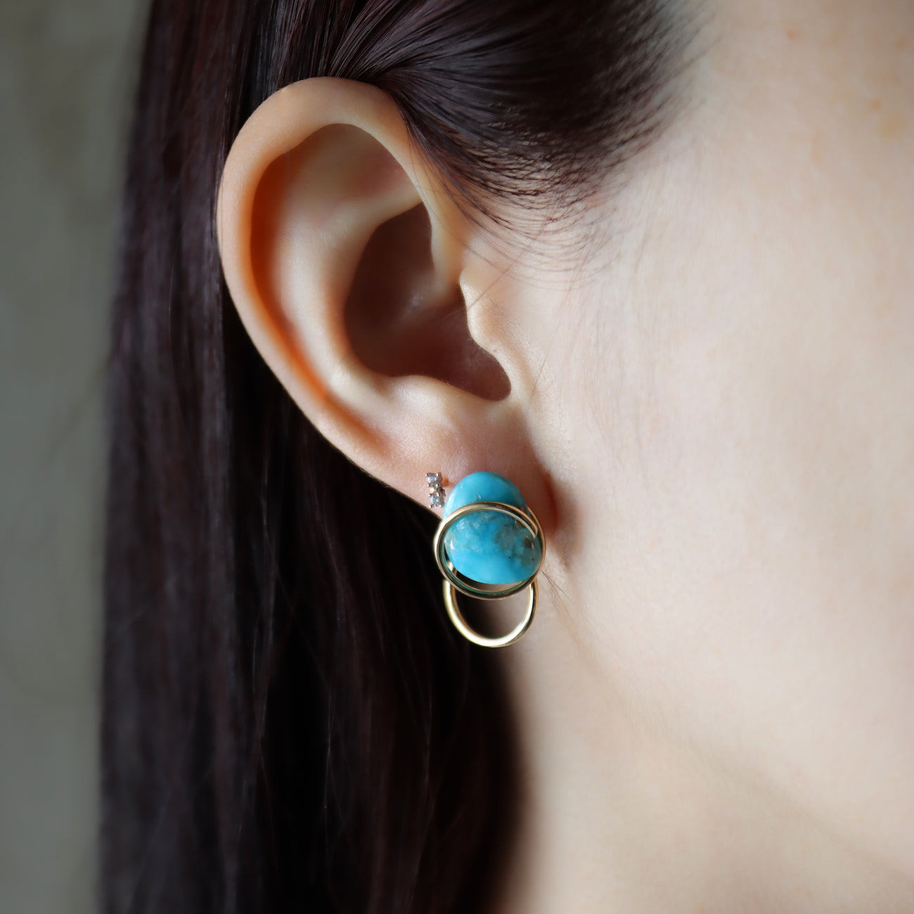 Circle / Pierced Earring (single) <br> Turquoise