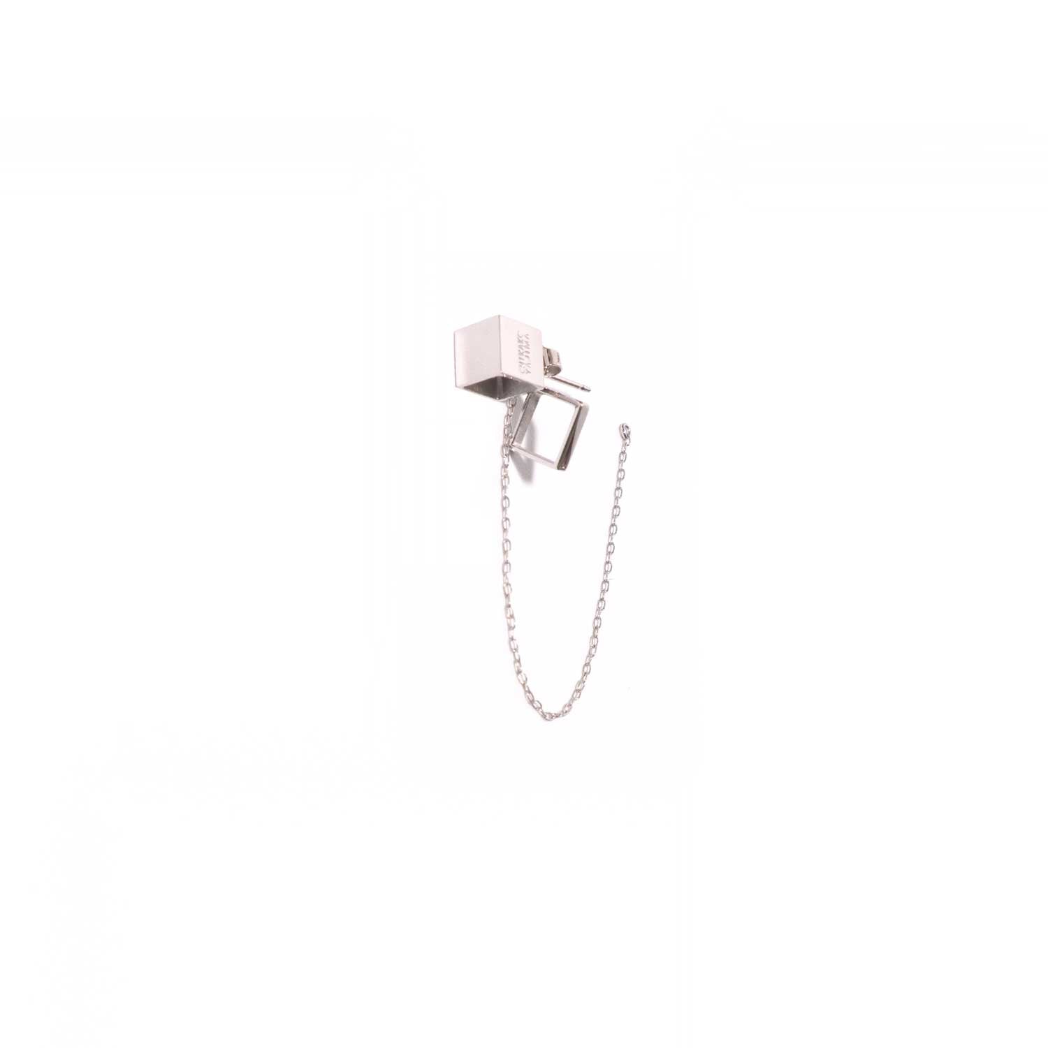 Cube chain / Pierced Earring <br> Silver (single) #Square