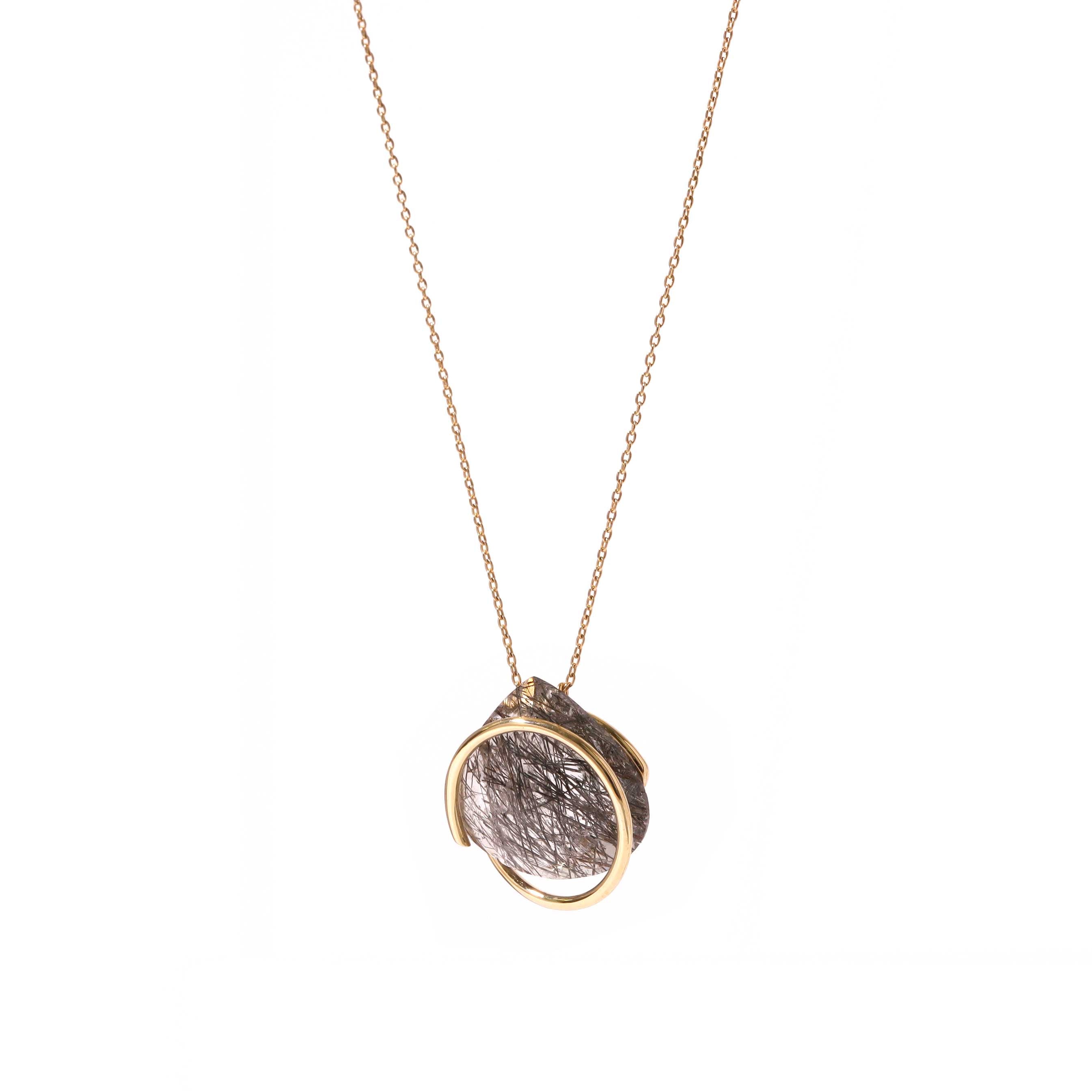 Circle / Necklace <br> Black rutile quartz