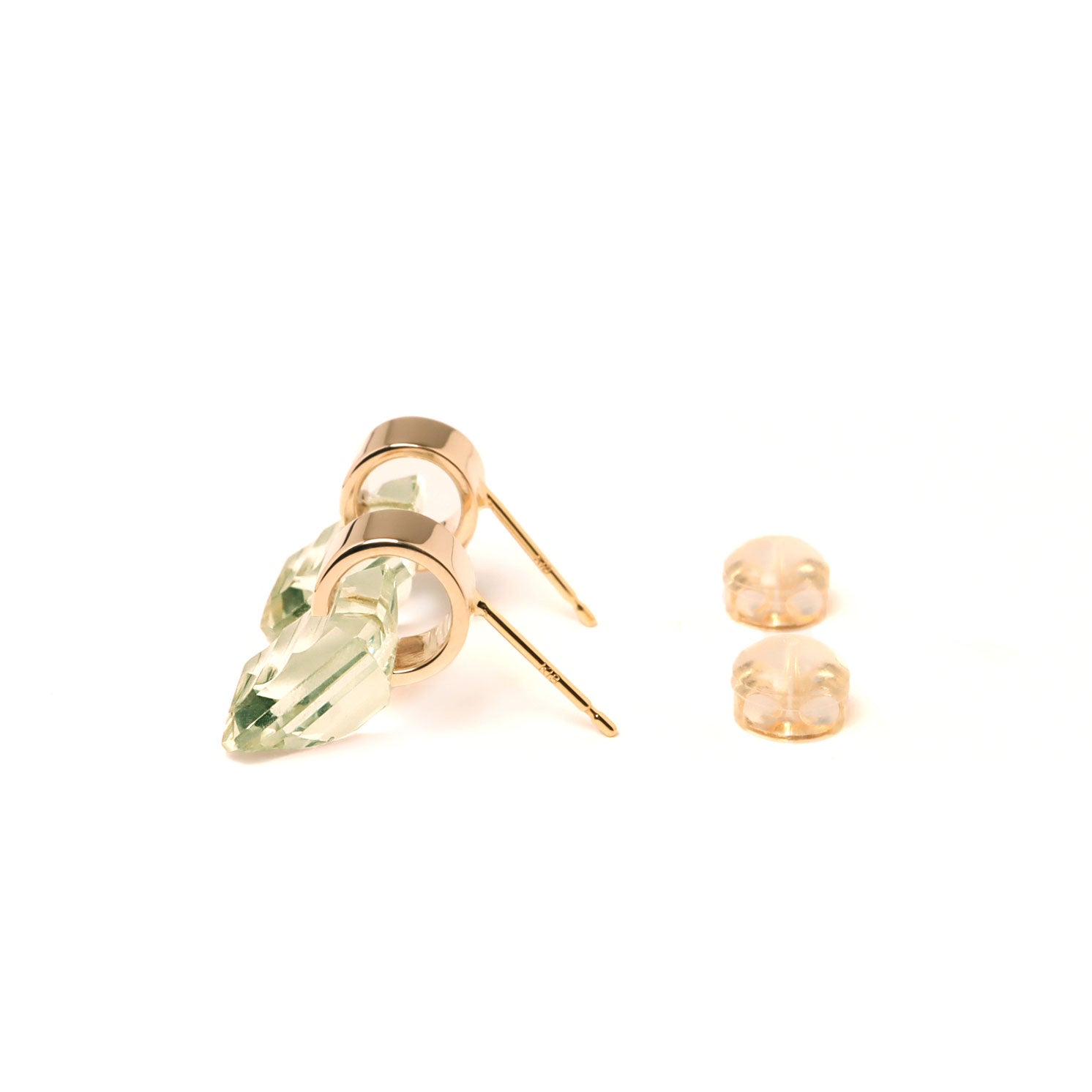 Ruffle / Pierced Earrings <br> Green amethyst