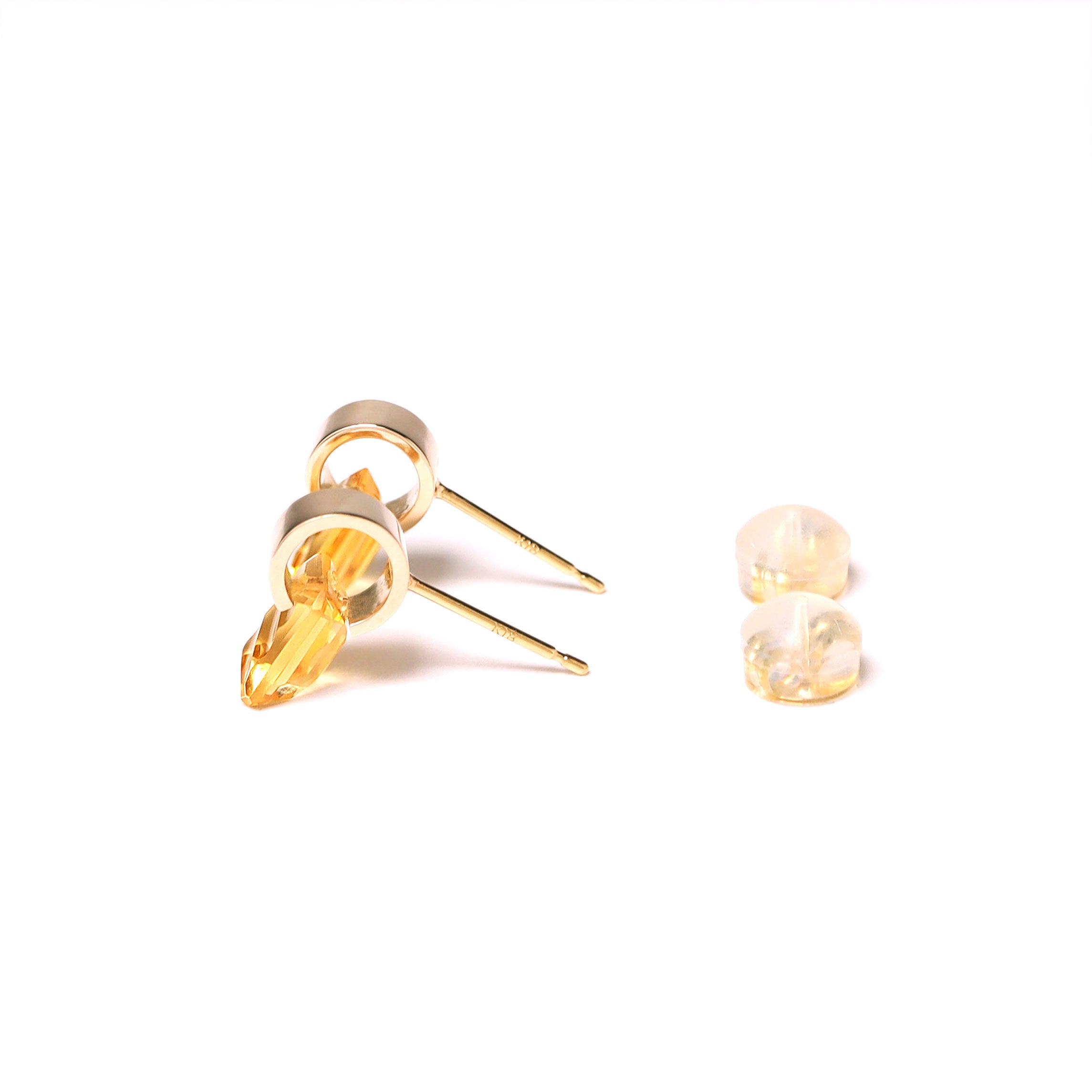 Ruffle / Pierced Earrings <br> Citrine