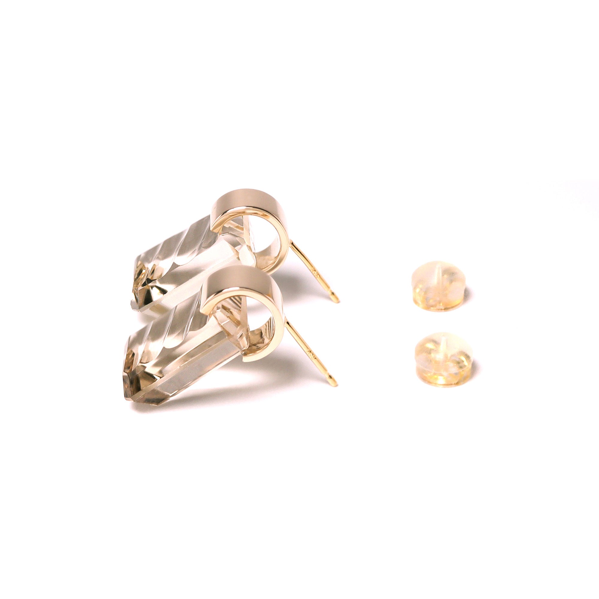 Ruffle / Pierced Earrings Smoky quartz