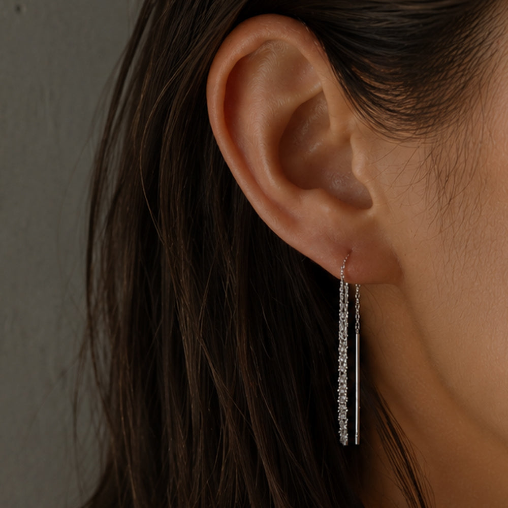 Line chain / Pierced Earring <br> Silver (single)