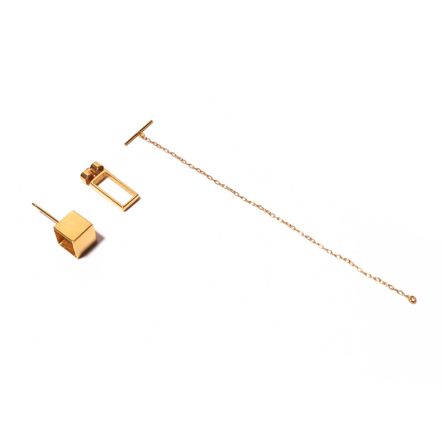 Cube chain / Pierced Earring