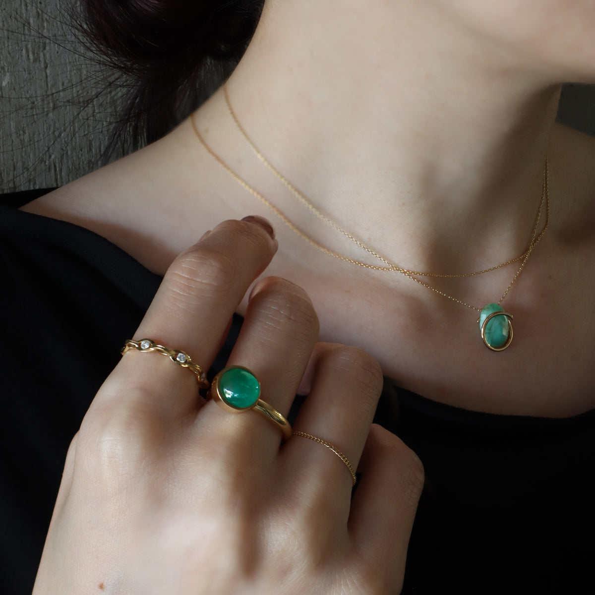 Protrude (K18) / Ring <br> Emerald