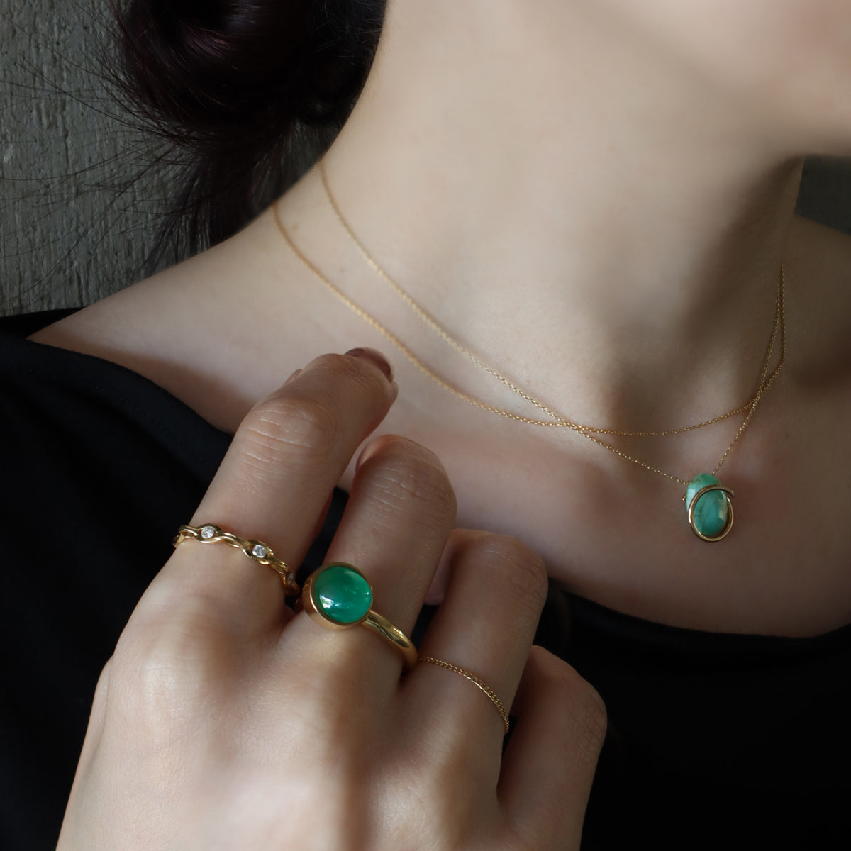 Protrude (K18) / Ring <br> Emerald