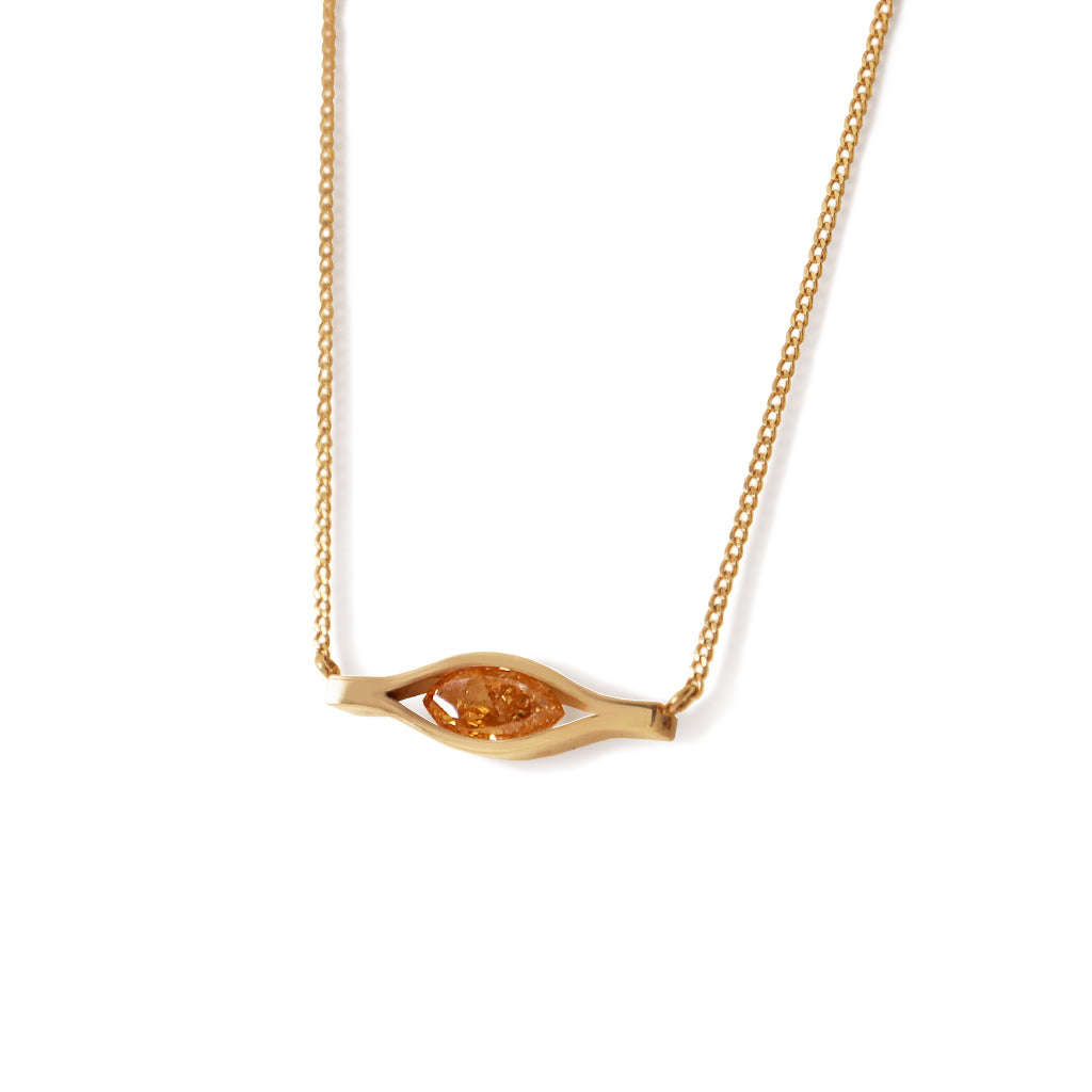 Honeycomb (K10) / Necklace <br> Yellow diamond