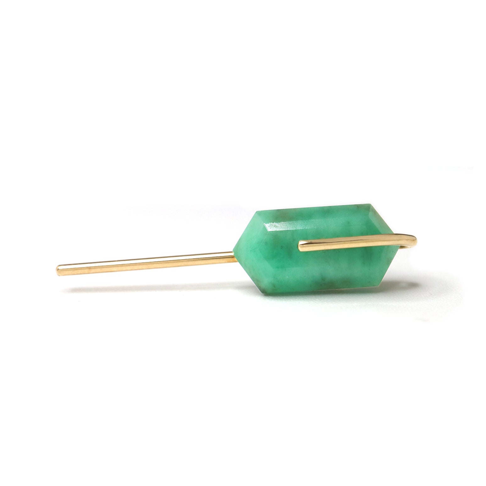 Line / Pierced Earring (single) <br> Emerald