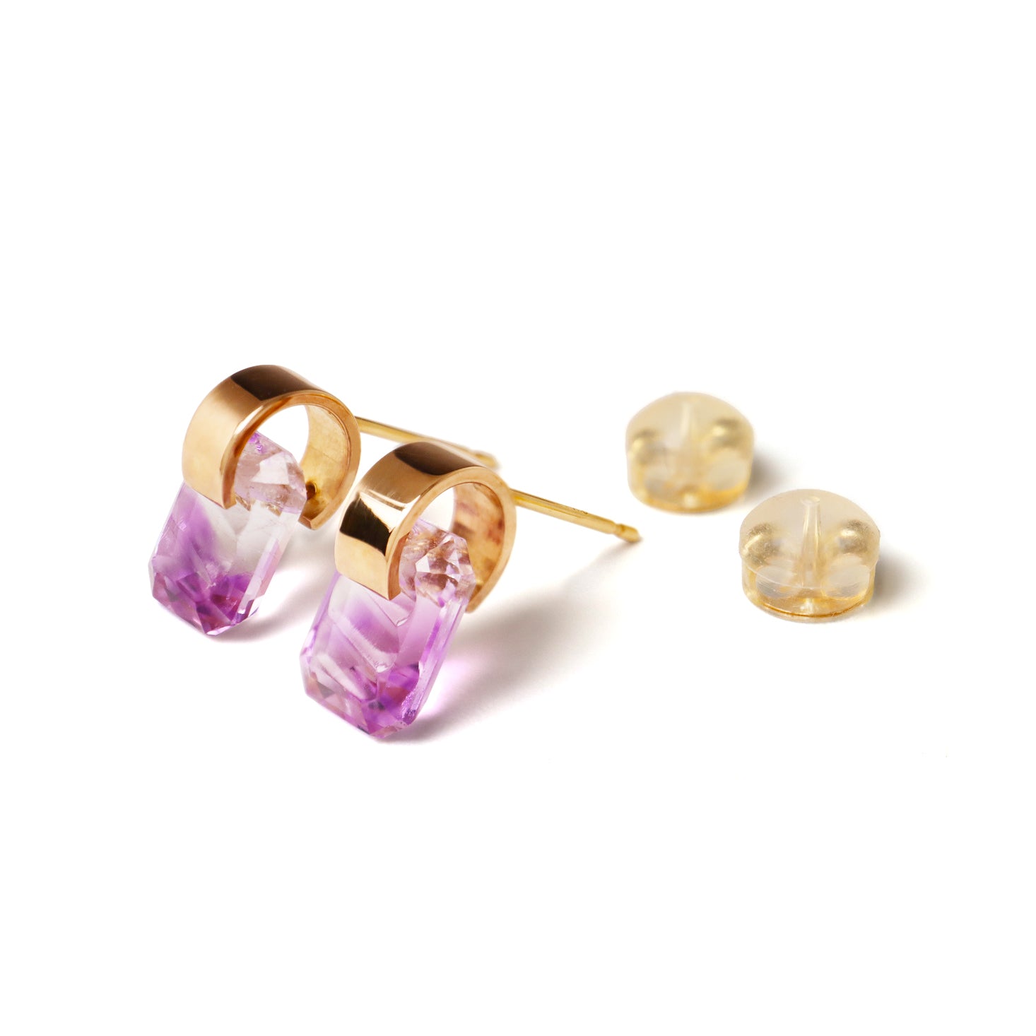 Ruffle / Pierced Earrings <br> Bicolor amethyst