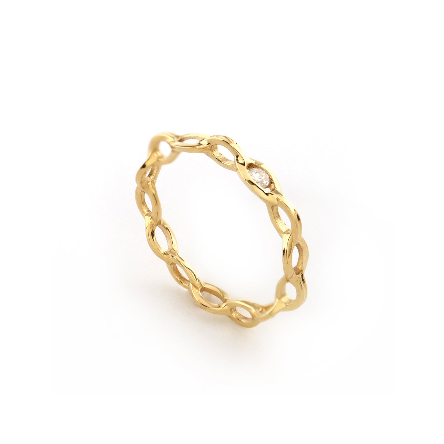 Mobius Ring <br> K18YG / One Diamond <br> glossy