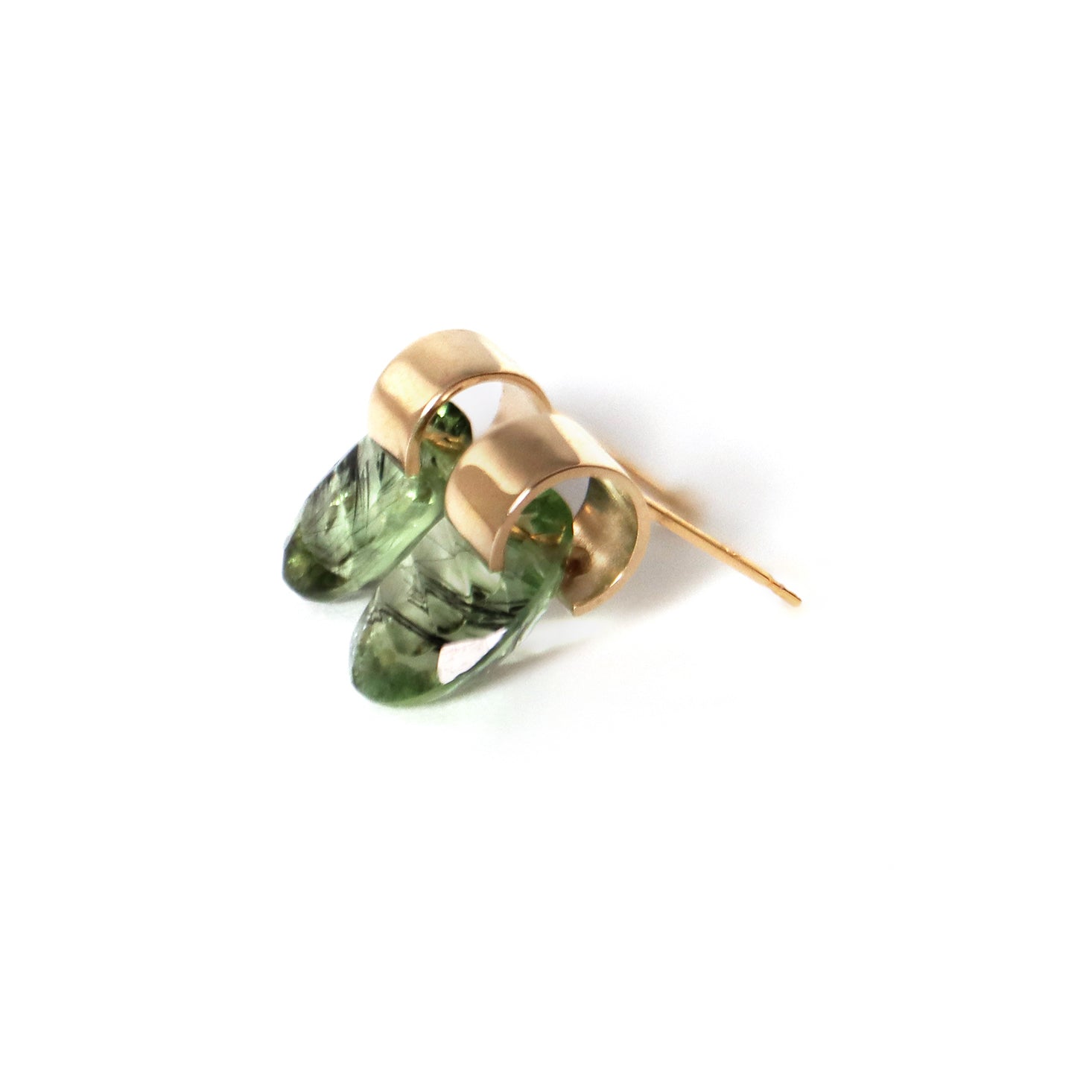 Ruffle / Pierced Earrings <br> Peridot rutile quartz
