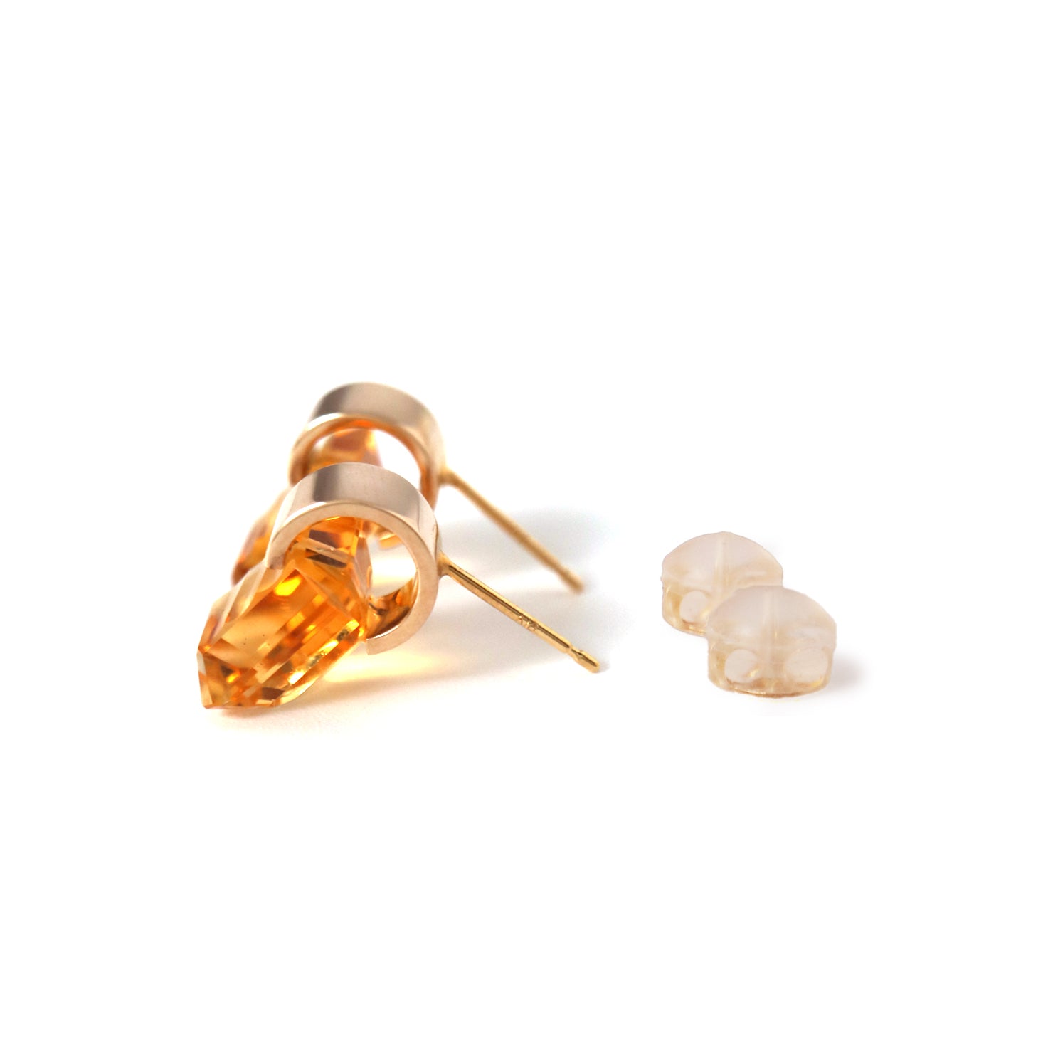 Ruffle / Pierced Earrings <br> Citrine