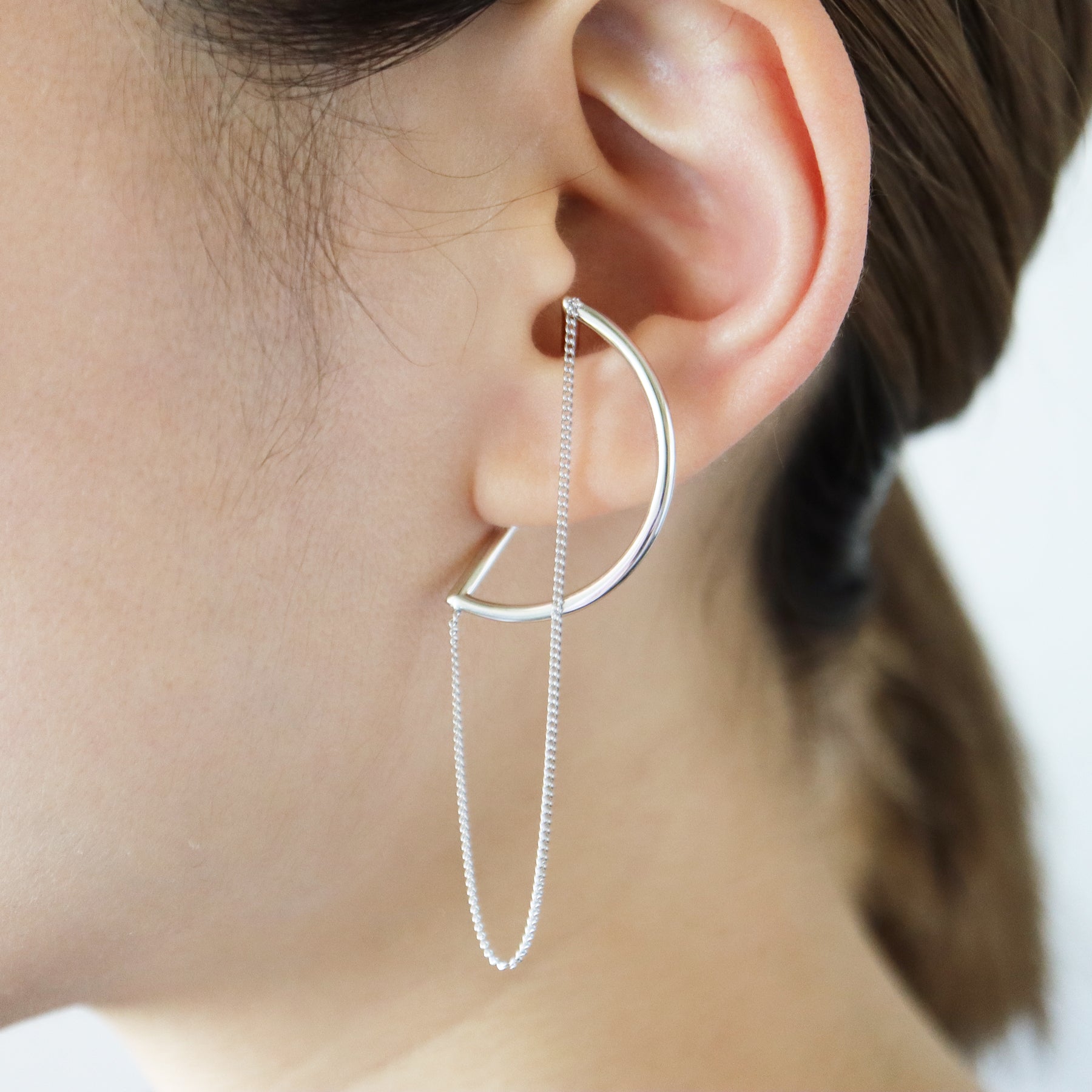 Fold / Ear cuff <br> Silver Half-Square