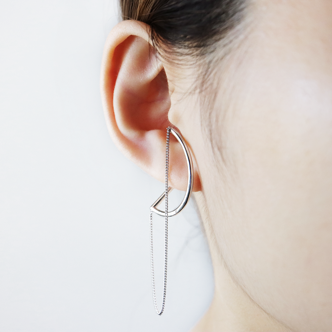 Fold / Ear cuff <br> Silver Half-Square