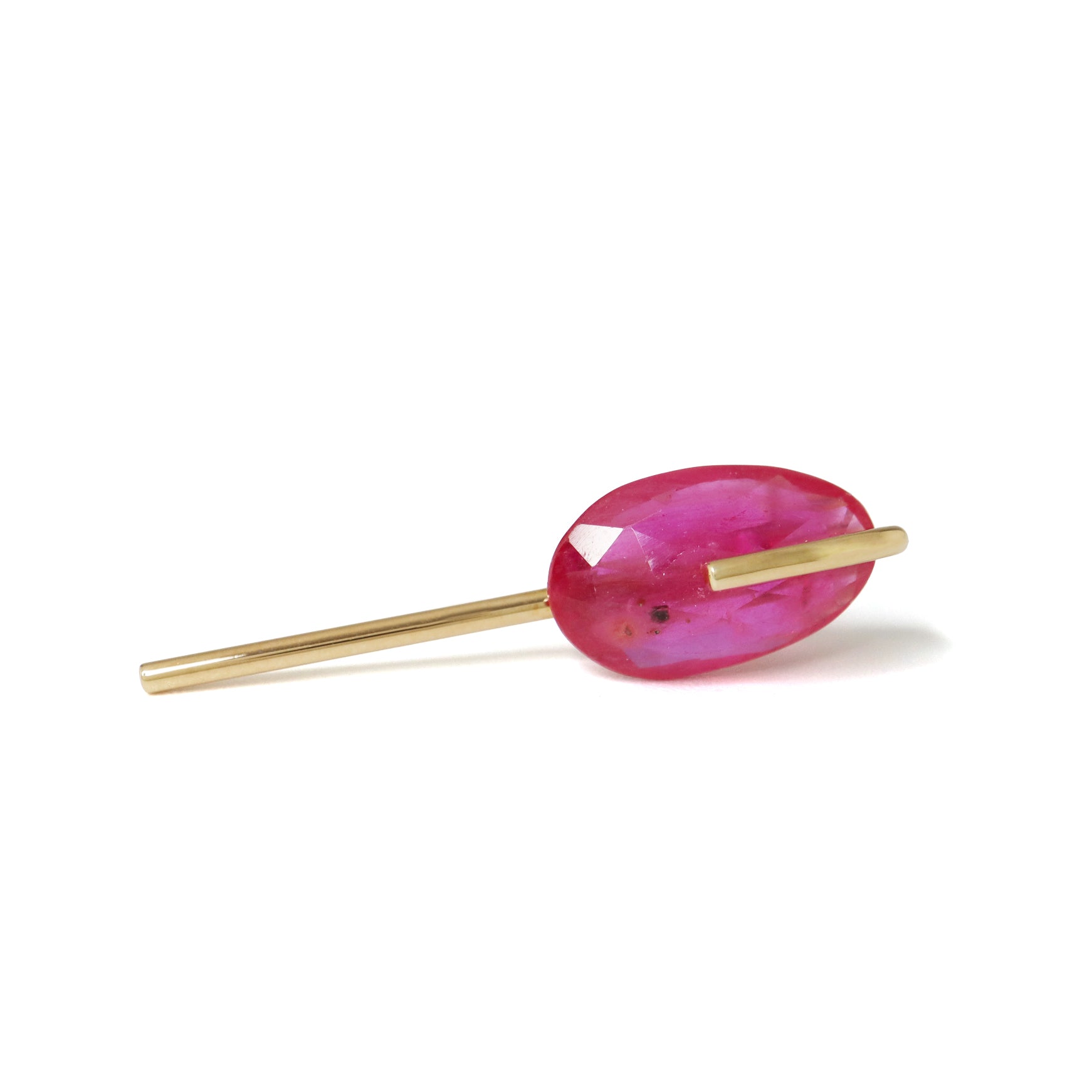 Line / Pierced Earring (single) <br> Ruby