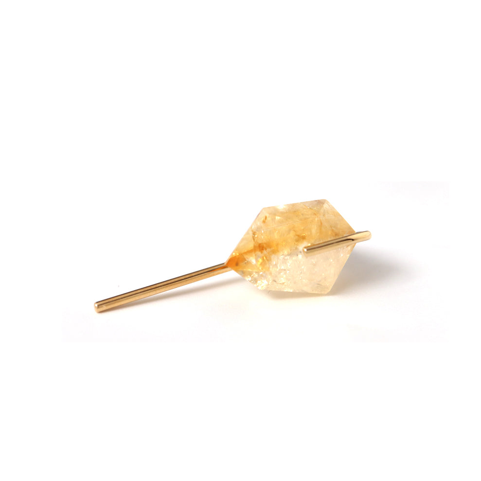 Line / Pierced Earring (single) <br> Bicolor citrine