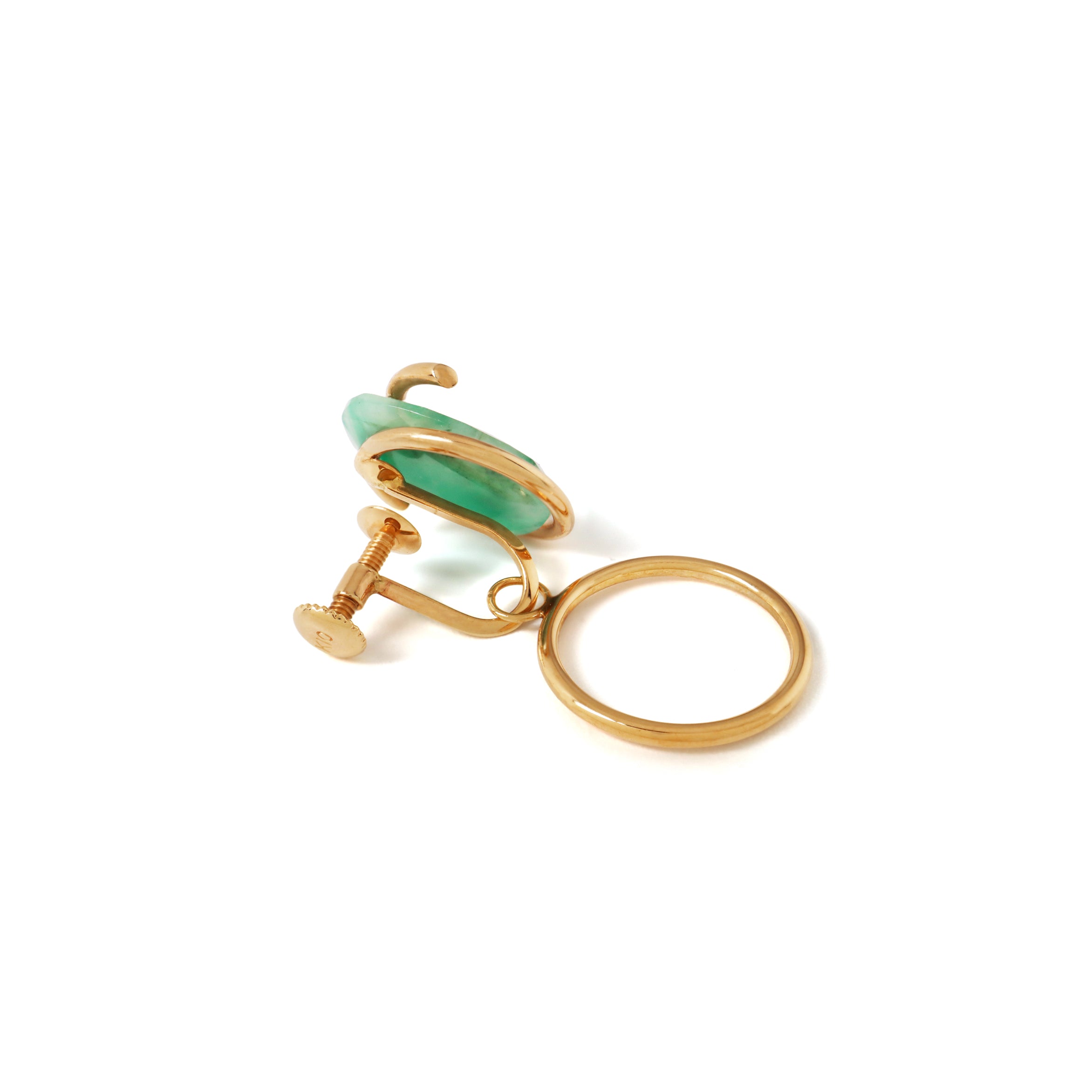 Circle / Non hole Earring (single) <br> Emerald