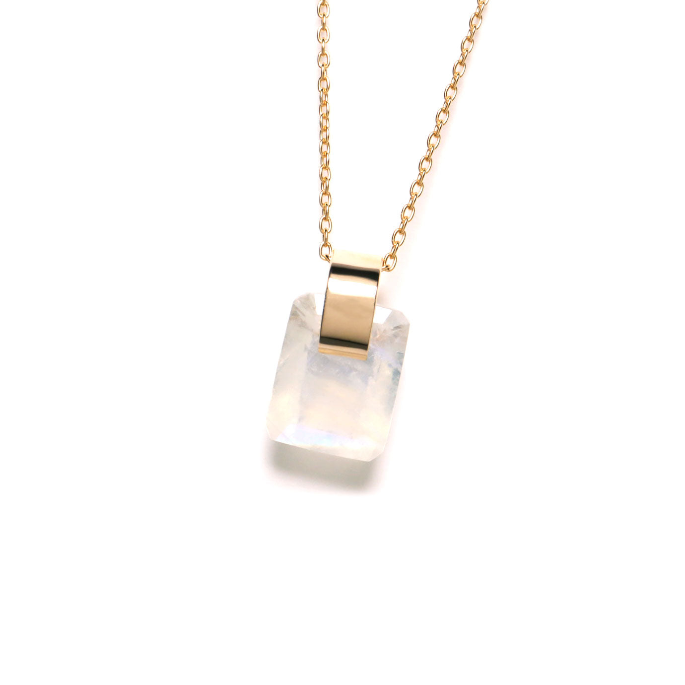 長さが自由に調整できるレインボームーンストーンのネックレス