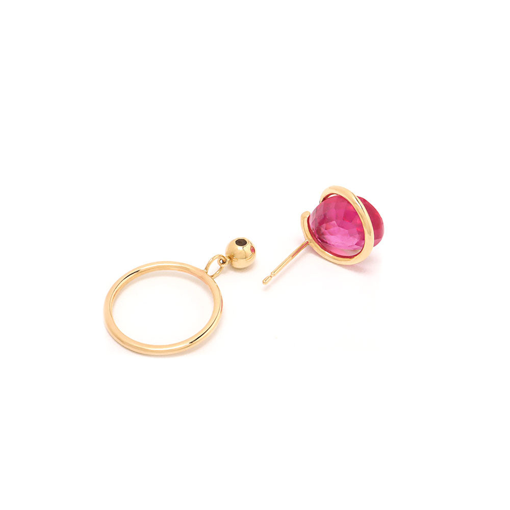 Circle / Pierced Earring<br> Ruby (single)