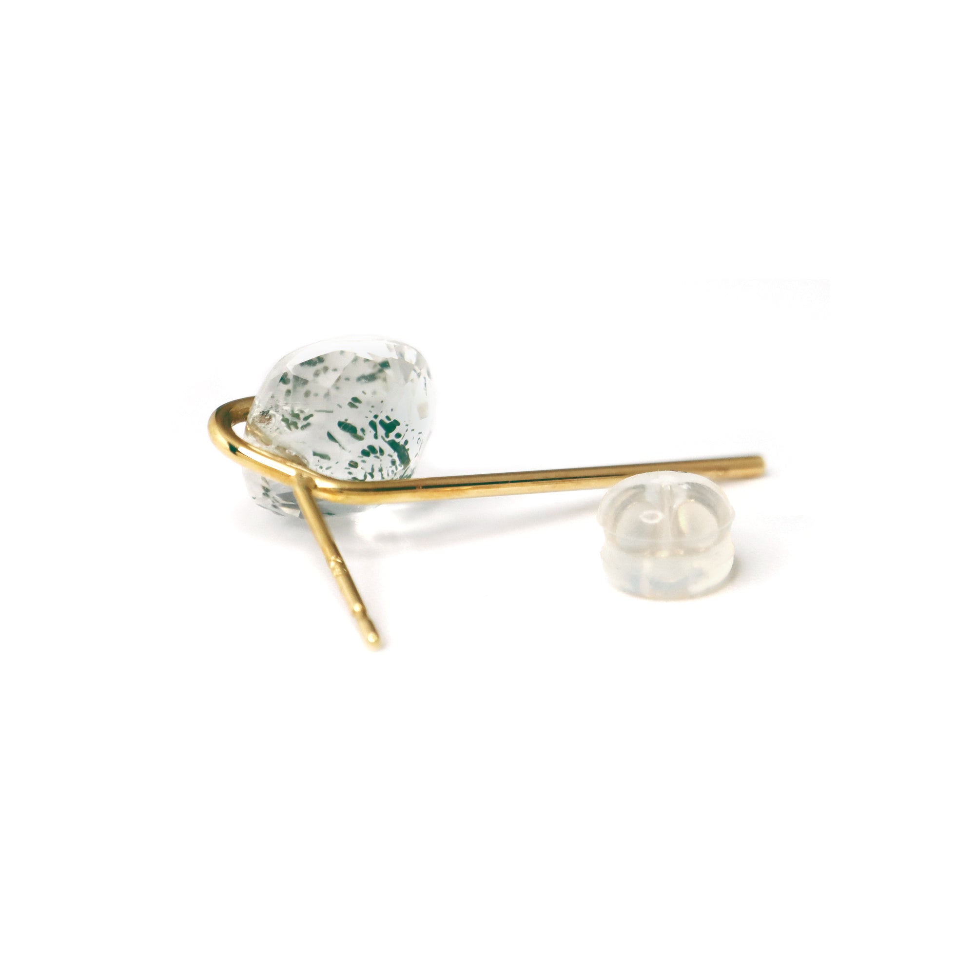 Line / Pierced Earring (single) <br> Tremolite in quartz