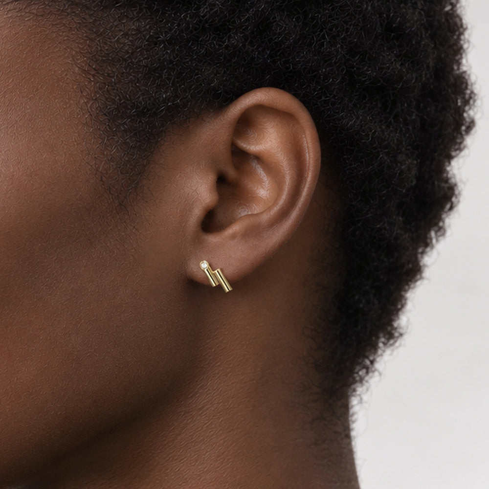 Prime / Bar <br> Pierced Earrings <br> Gold