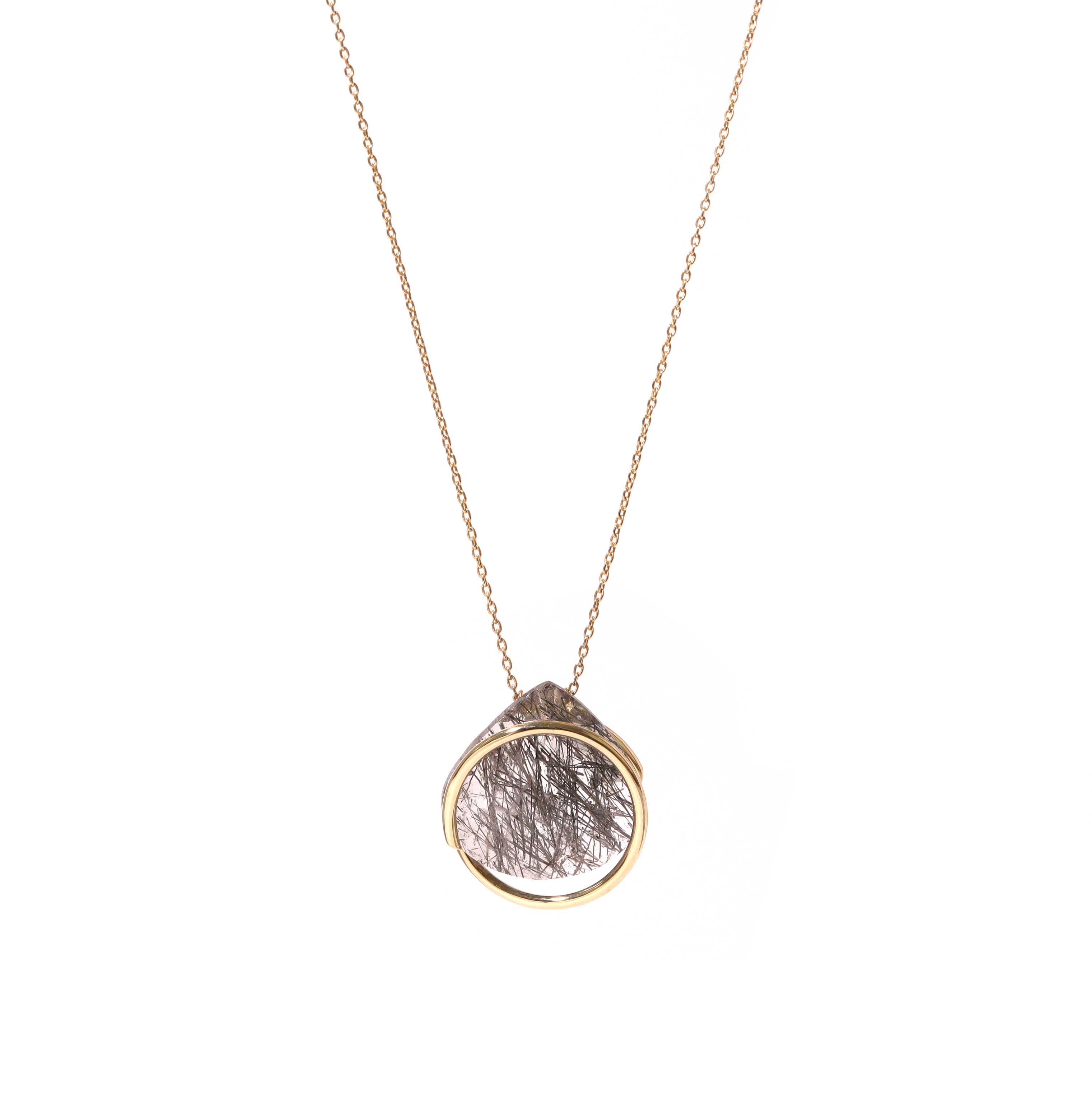 Circle / Necklace <br> Black rutile quartz