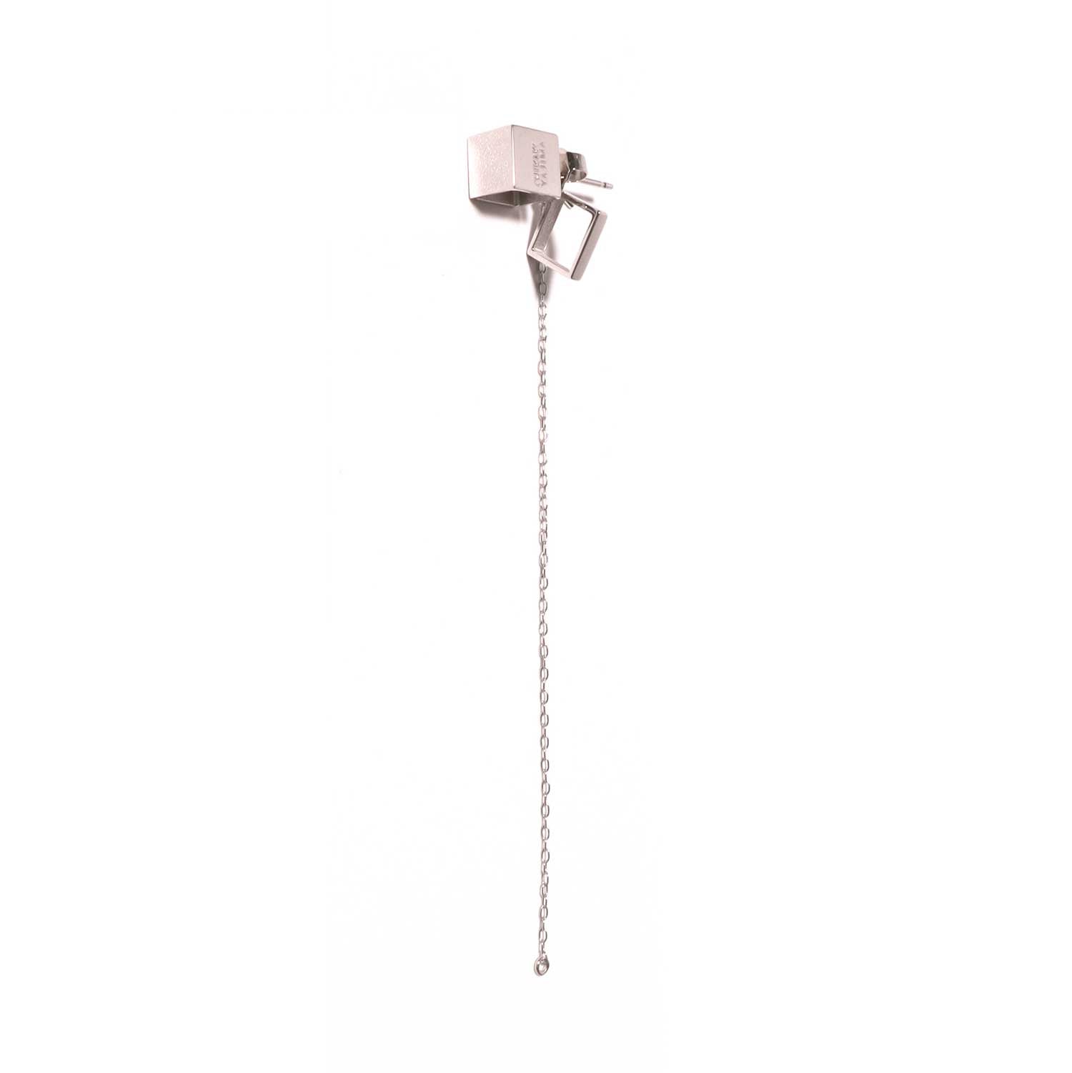 Cube chain / Pierced Earring <br> Silver (single) #Square