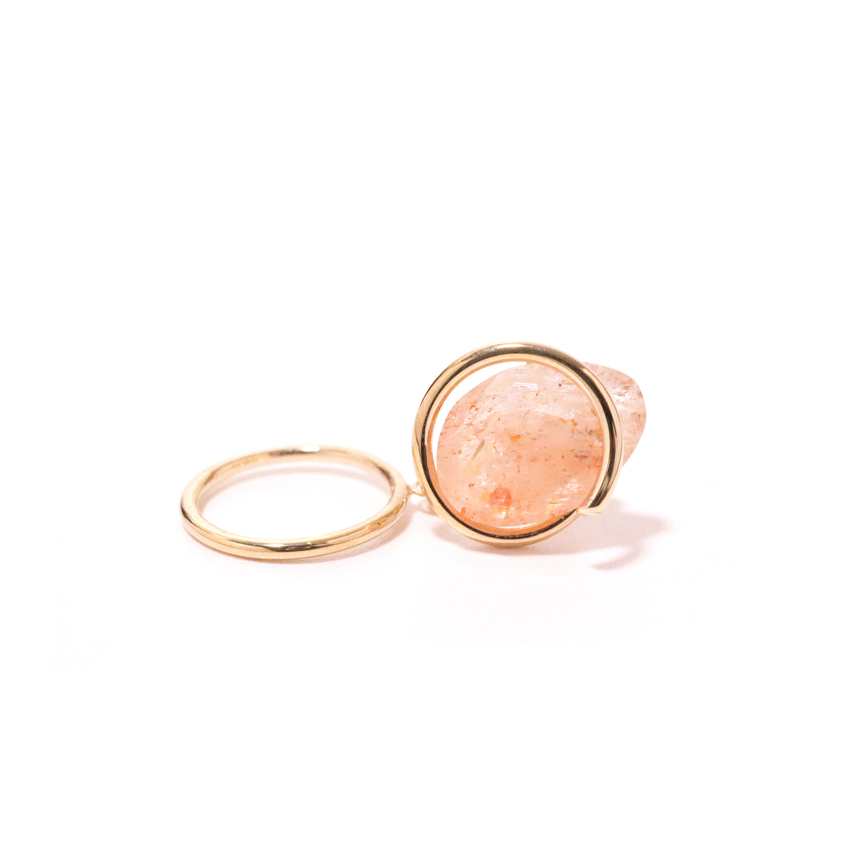 Circle / Non hole Earring <br> Oregon sunstone (single)