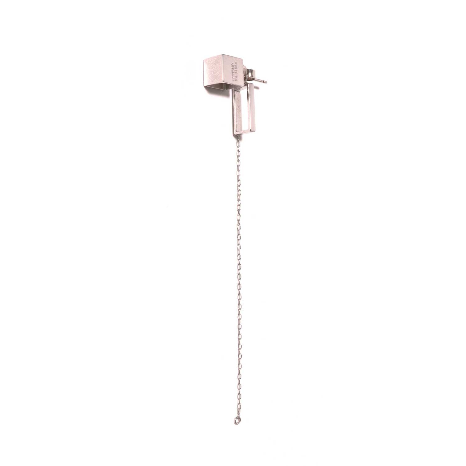 Cube chain / Pierced Earring <br> Silver (single) #Rectangle