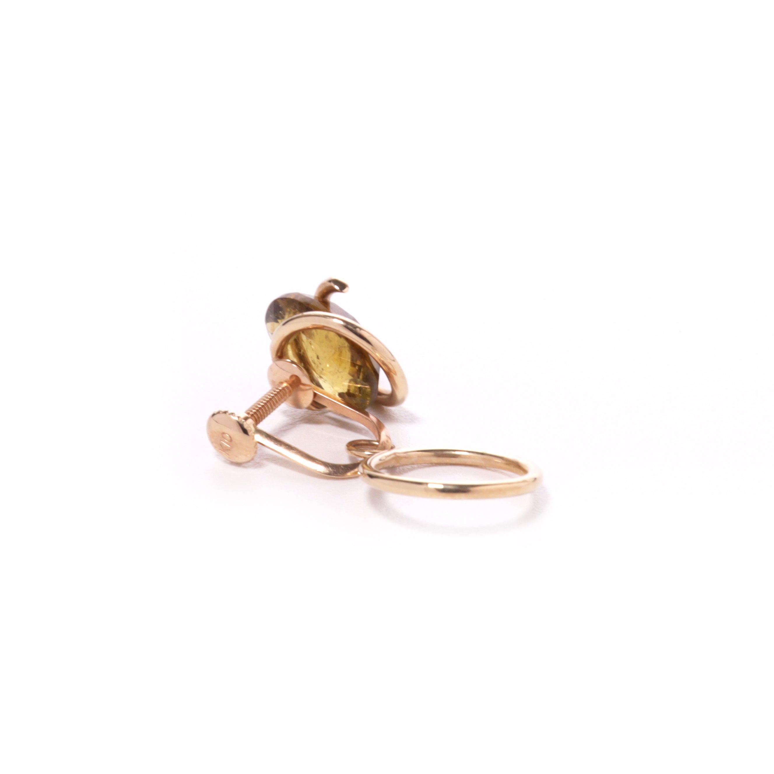 Circle / Non hole Earring (single) <br> Tourmaline