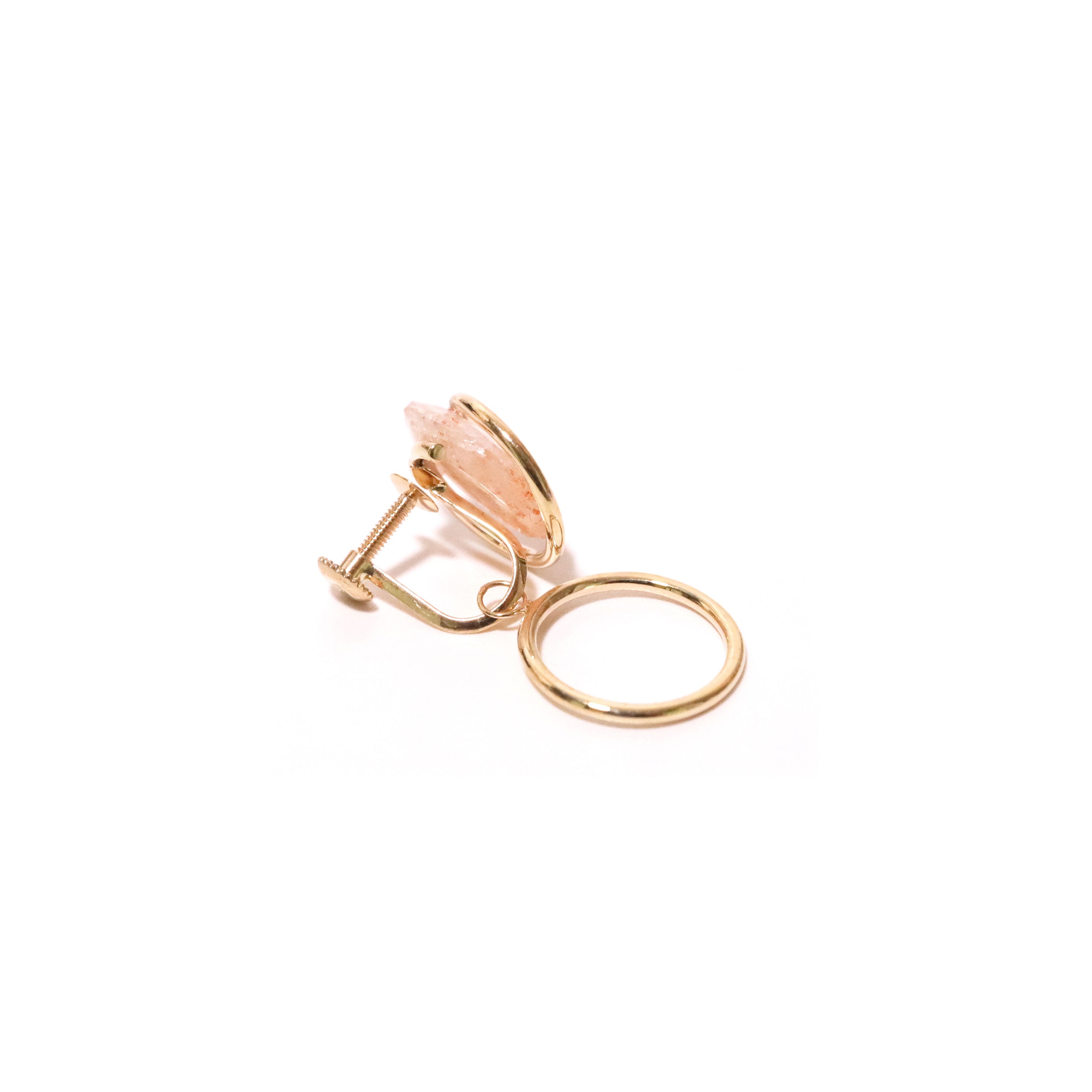Circle / Non hole Earring <br> Oregon sunstone (single)