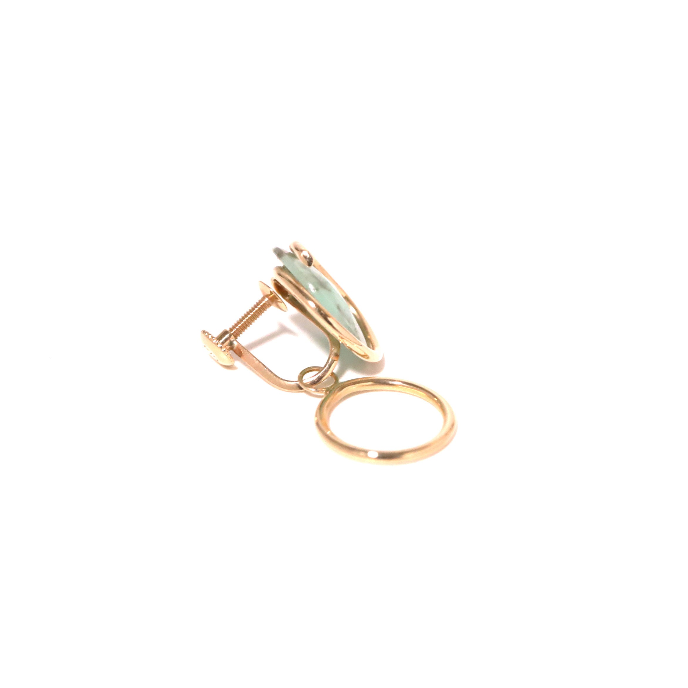 Circle / Non hole Earring <br> Emerald (single)