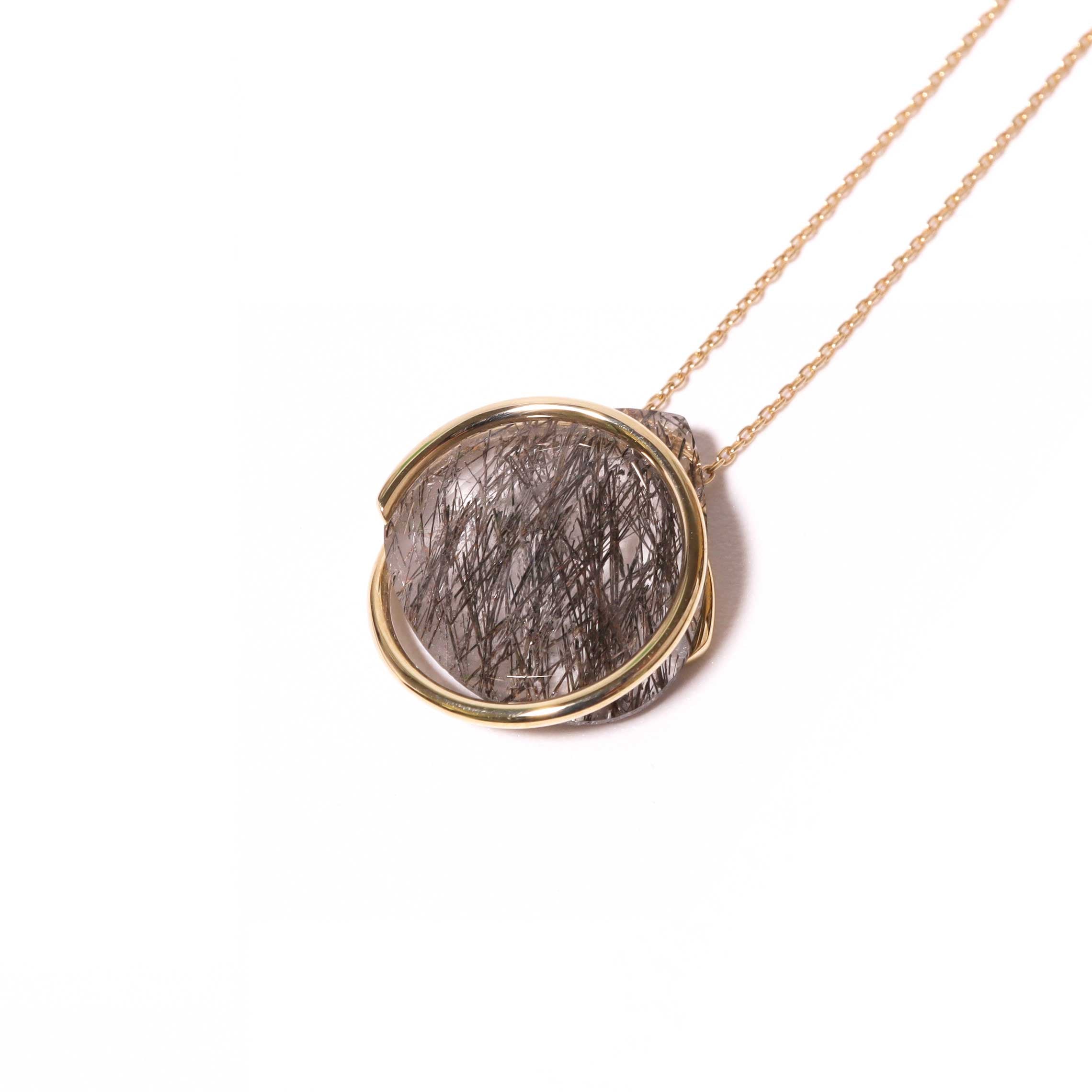 Circle / Necklace <br> Black rutile quartz