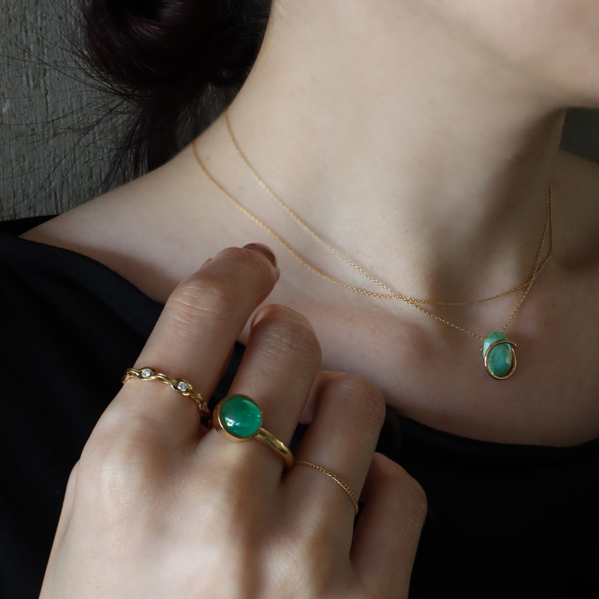 Protrude (K18) / Ring <br> Emerald