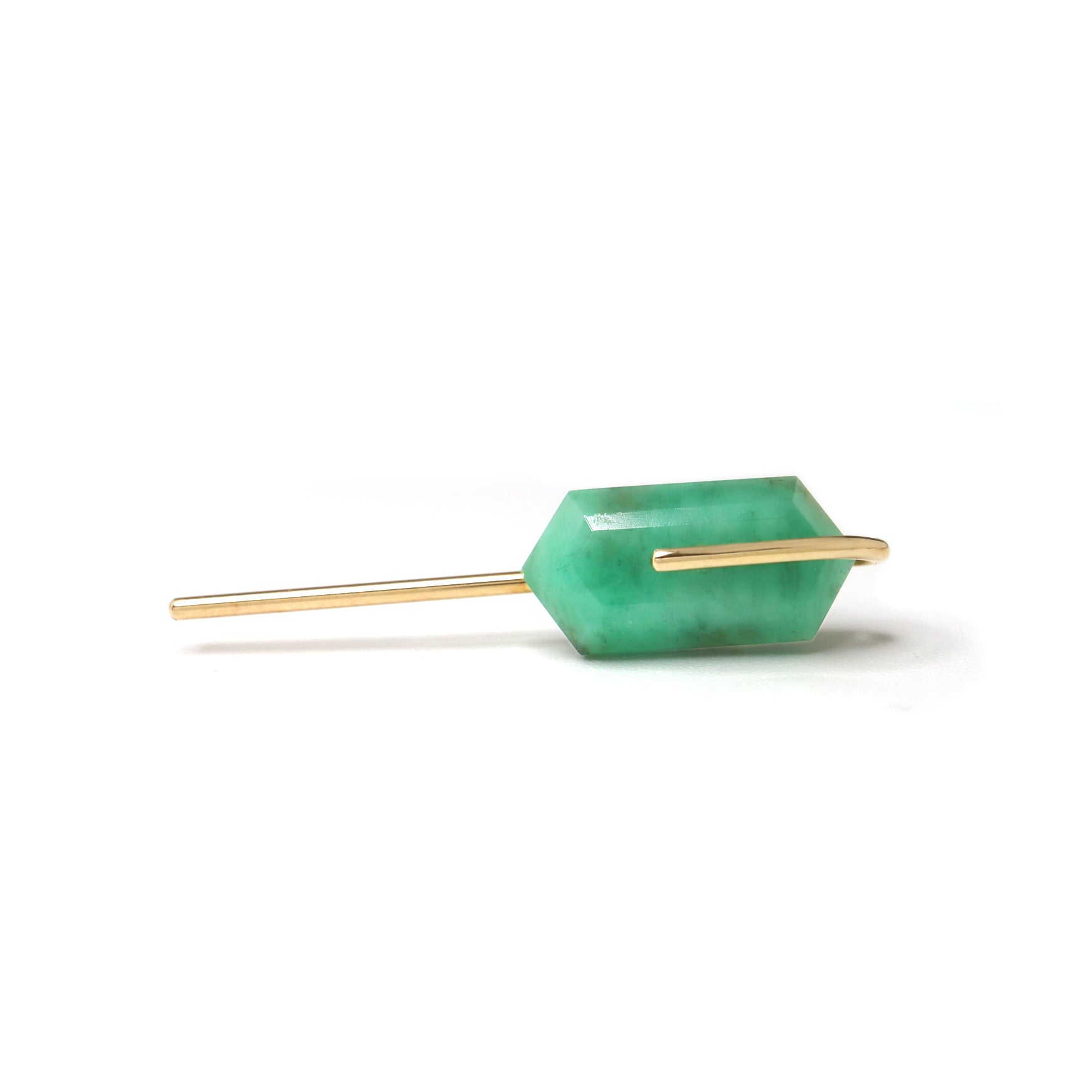Line / Pierced Earring (single) <br> Emerald
