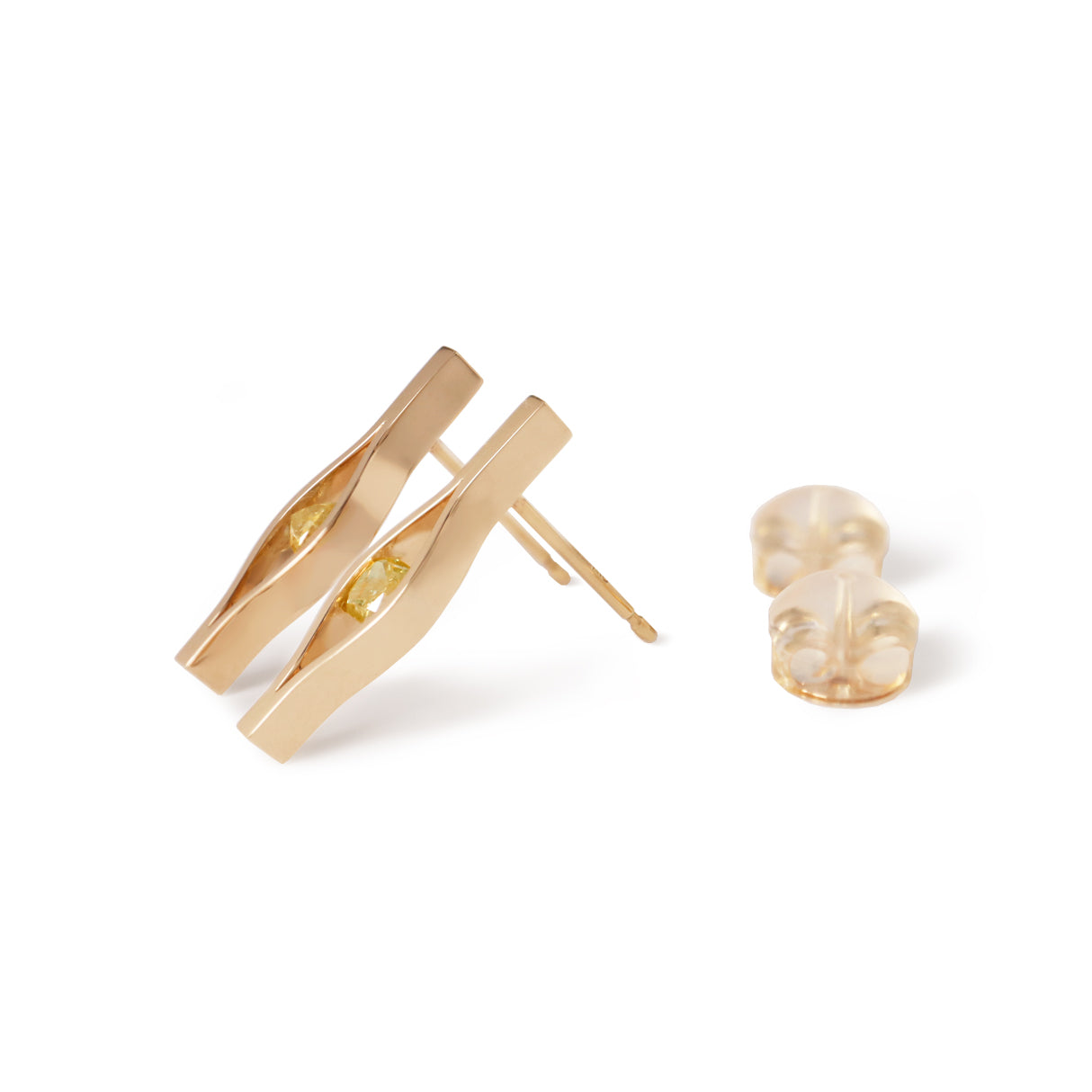 Honeycomb(K10) / Pierced Earrings<br> Yellow diamond