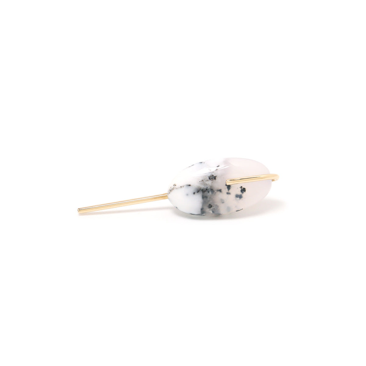 Line / Pierced Earring (single) <br> Dendritic opal