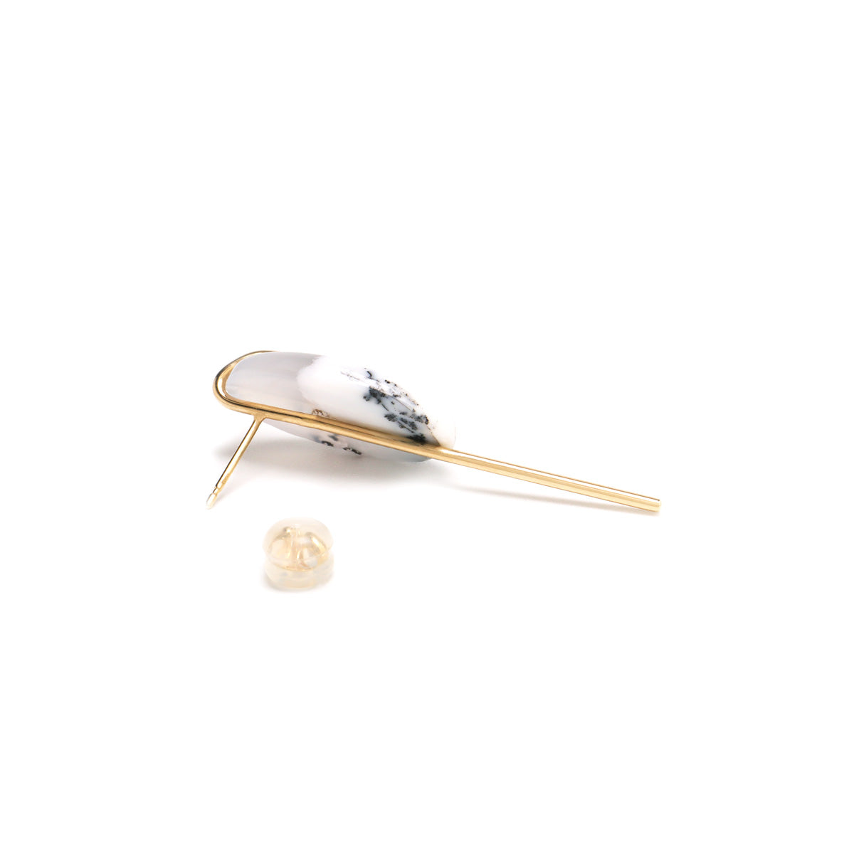Line / Pierced Earring (single) <br> Dendritic opal