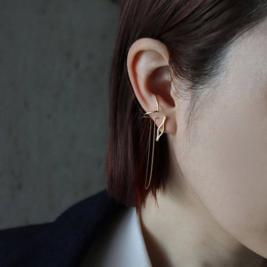 Honeycomb(K10) / Pierced Earrings <br> Yellow diamond