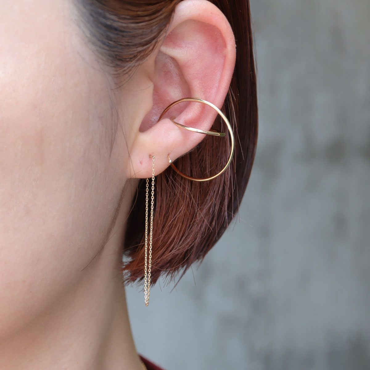 Line chain / Pierced Earring <br> K18 (single)