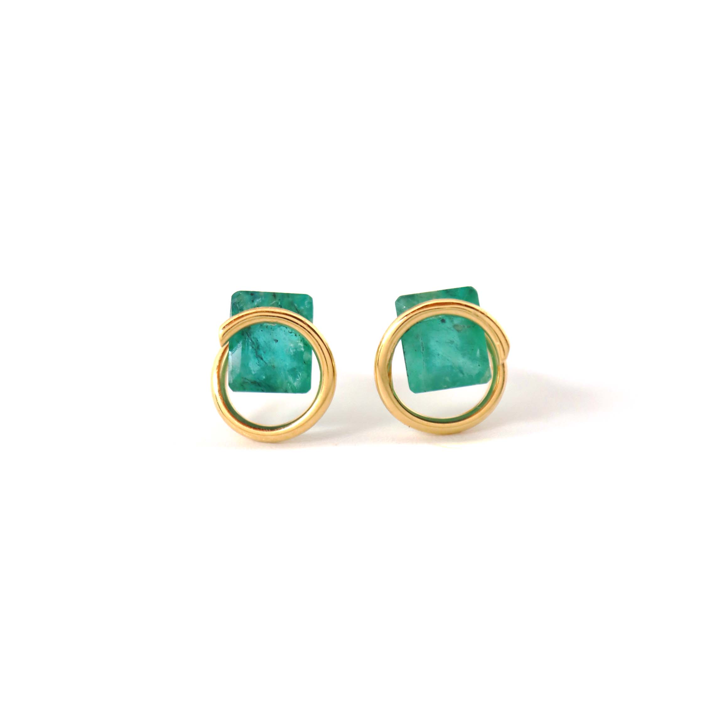 Circle / Pierced Earrings <br> Emerald