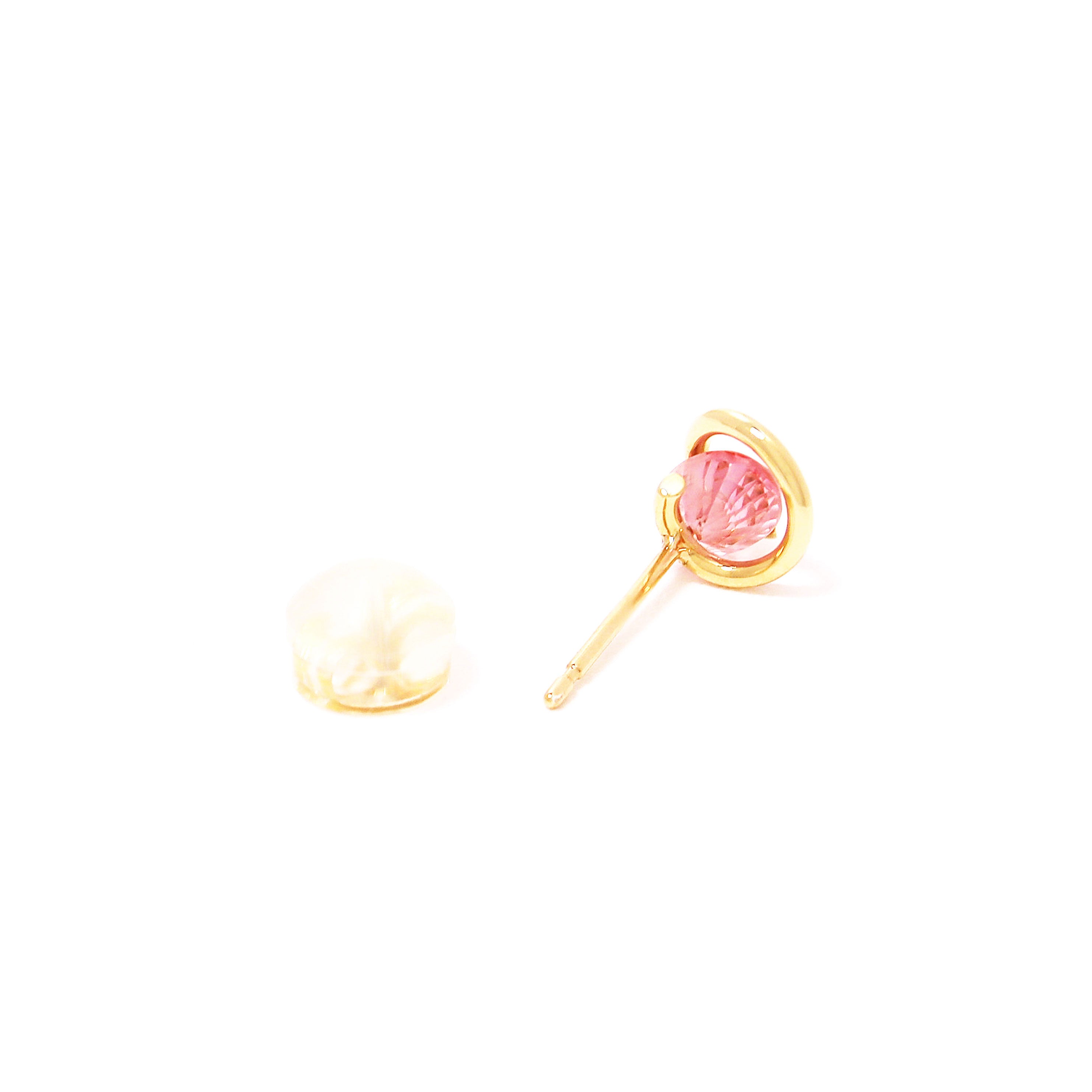 Circle / Pierced Earrings <br> Padparadscha sapphire (K18)