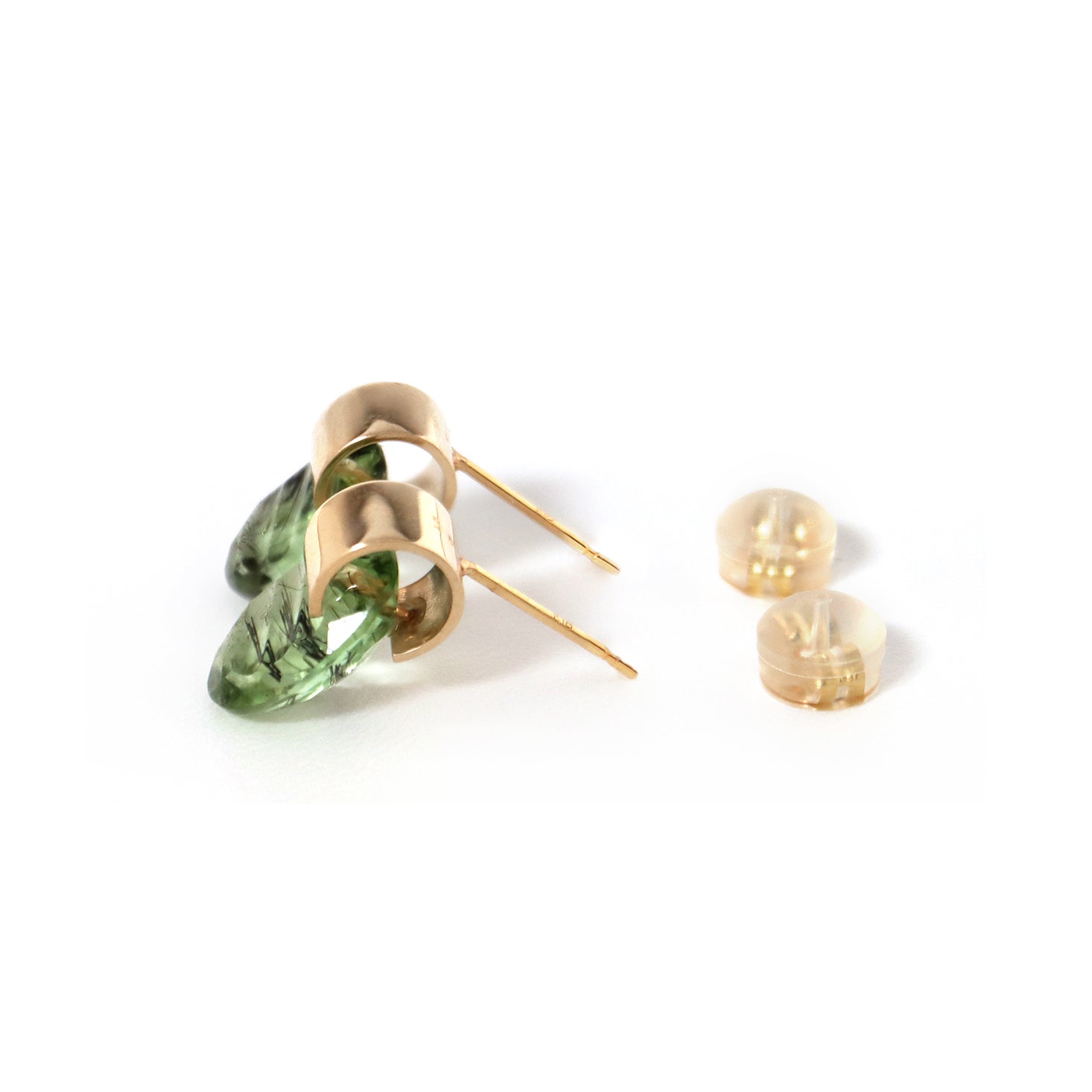 Ruffle / Pierced Earrings <br> Peridot rutile quartz