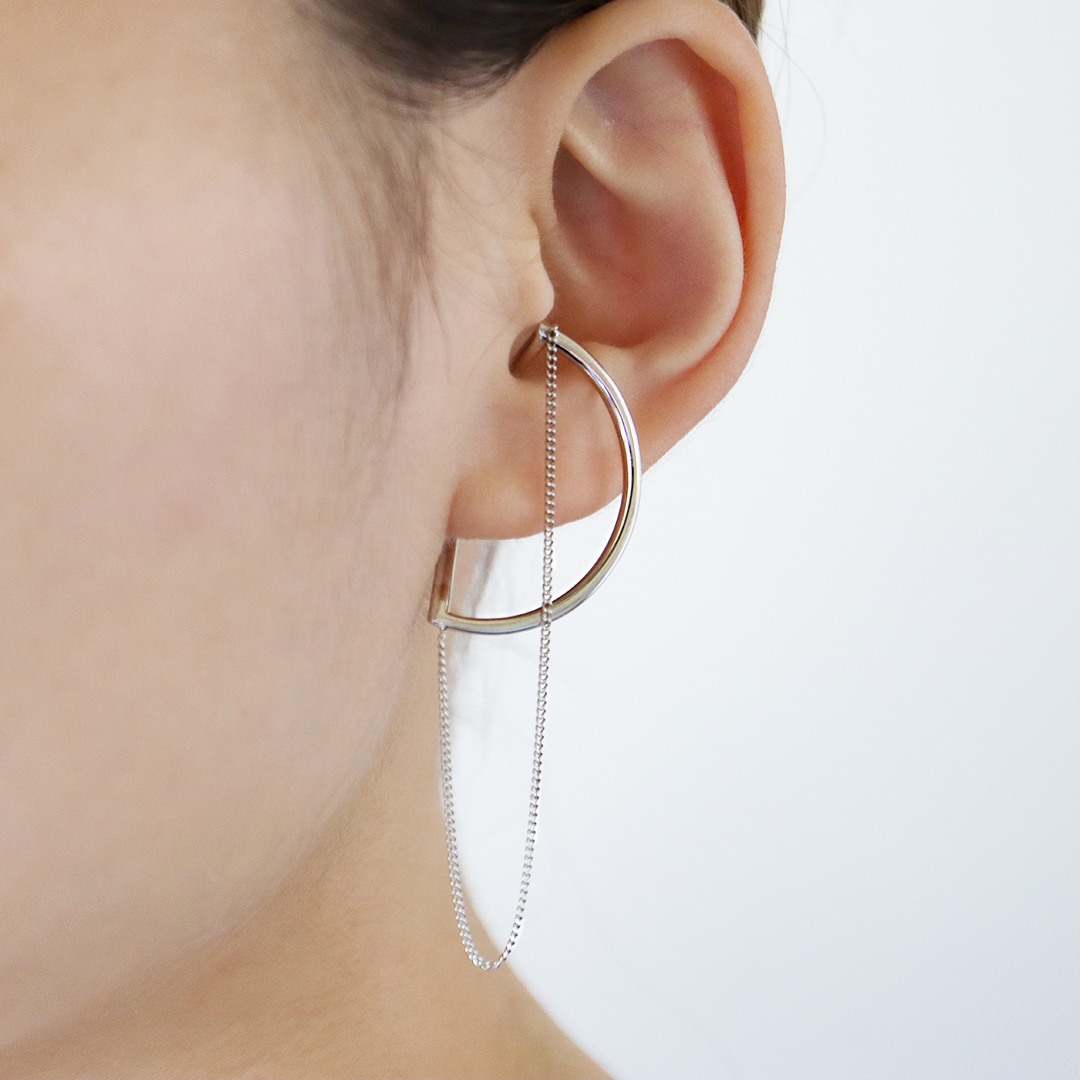 Fold / Ear cuff <br> Silver Half-Square