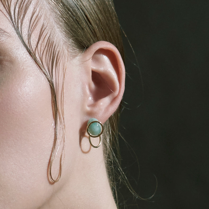 Circle / Pierced Earring (single) <br> Emerald