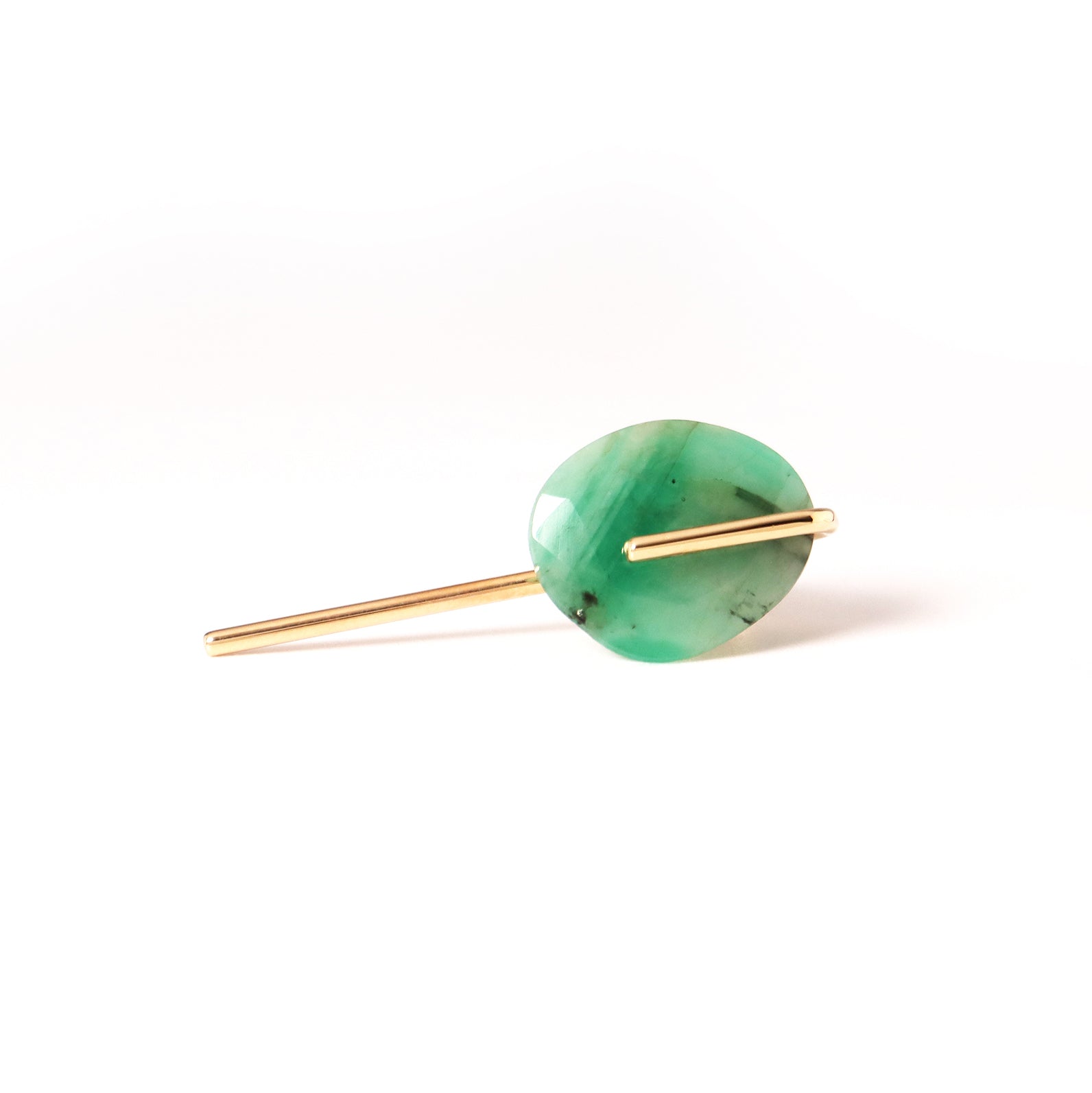 Line / Pierced Earring (single) <br> Emerald