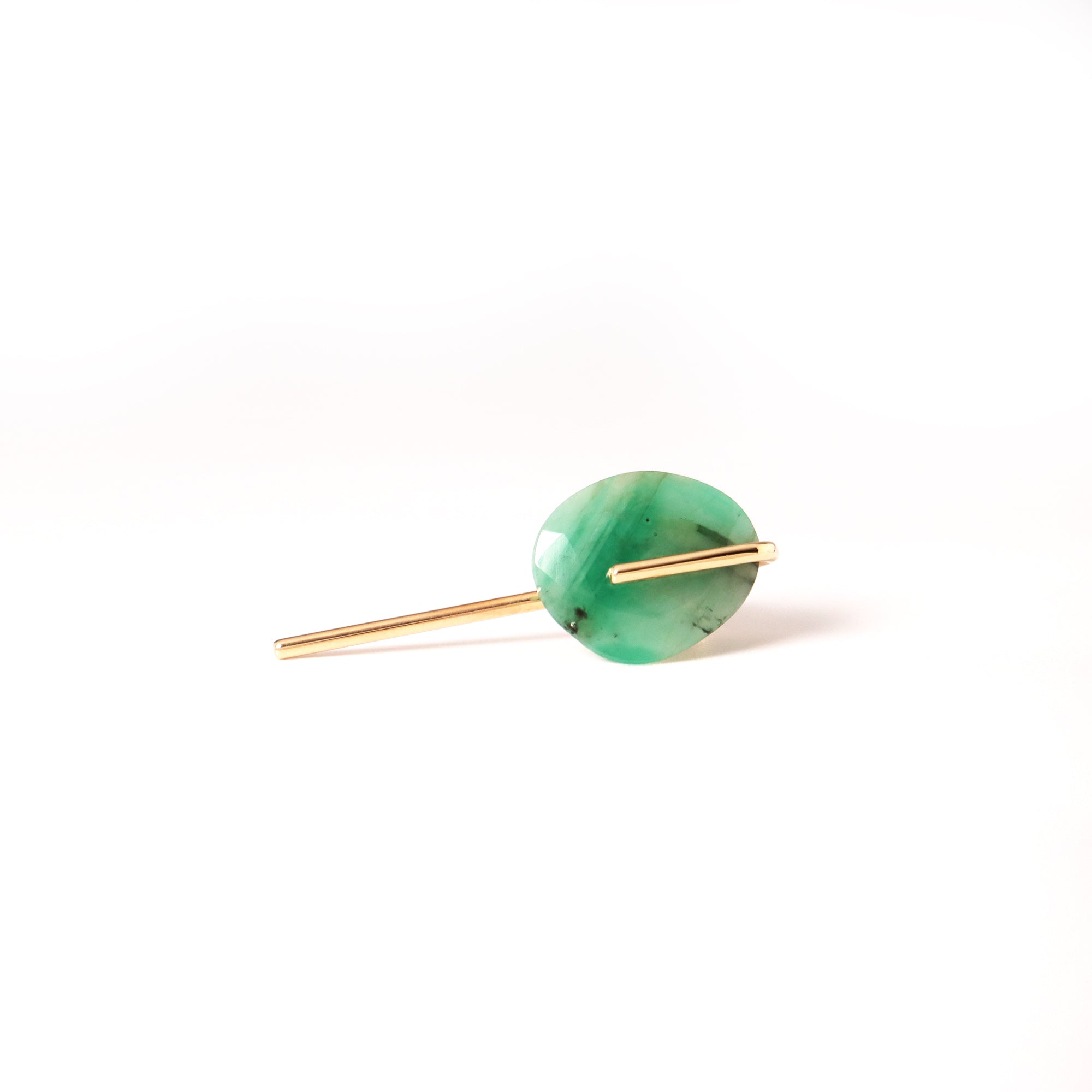 Line / Pierced Earring (single) <br> Emerald