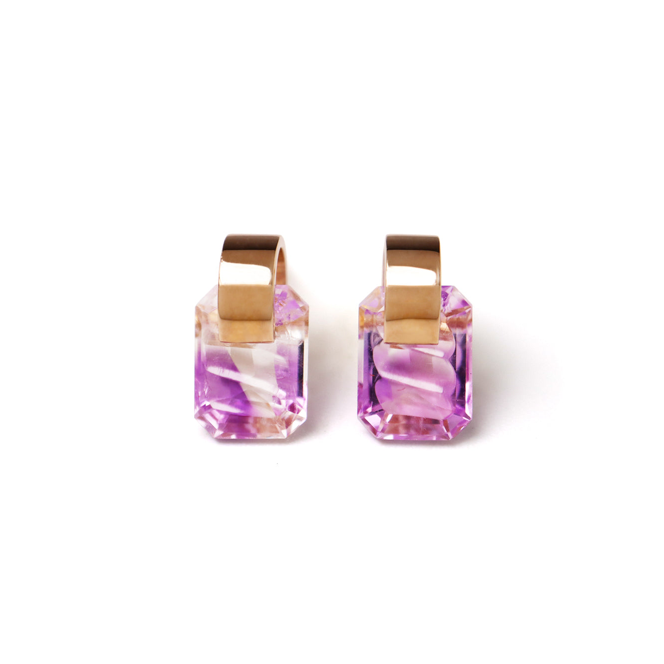 Ruffle / Pierced Earrings <br> Bicolor amethyst