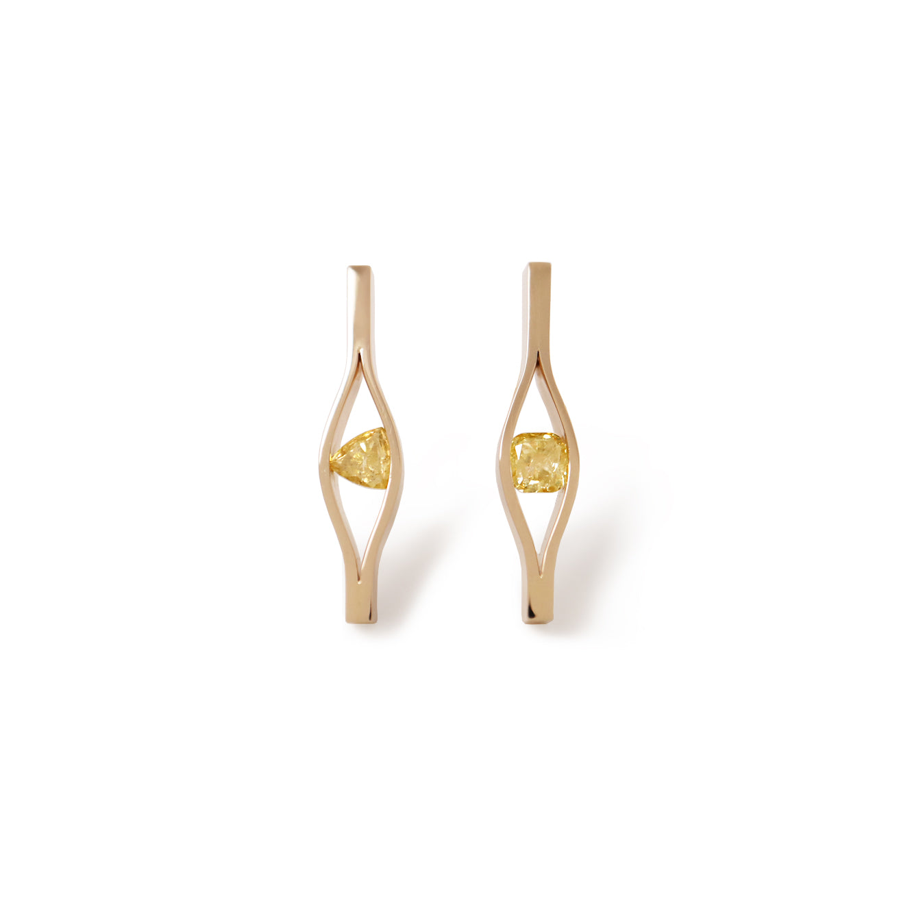 Honeycomb(K10) / Pierced Earrings <br> Yellow diamond